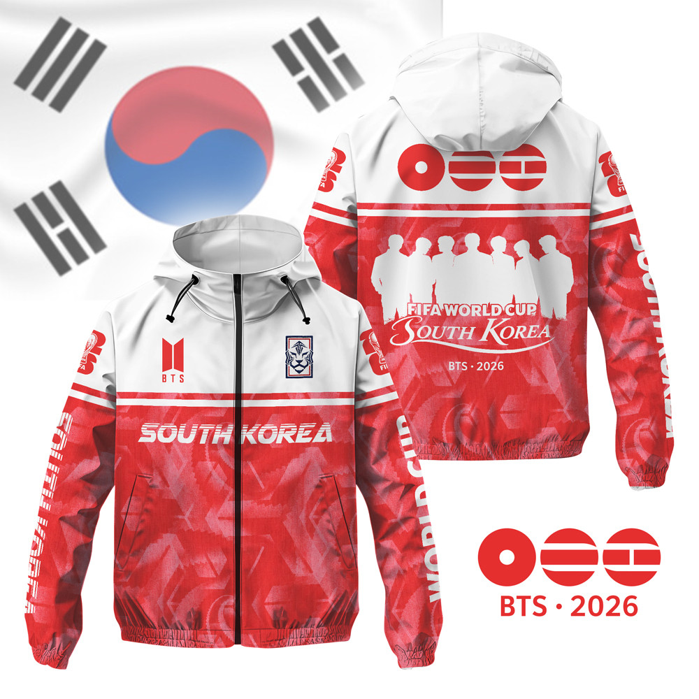 South Korea | Premium World Cup 2026 x BTS Limited Edition Windbreaker Jacket TTH200526 - Image 2