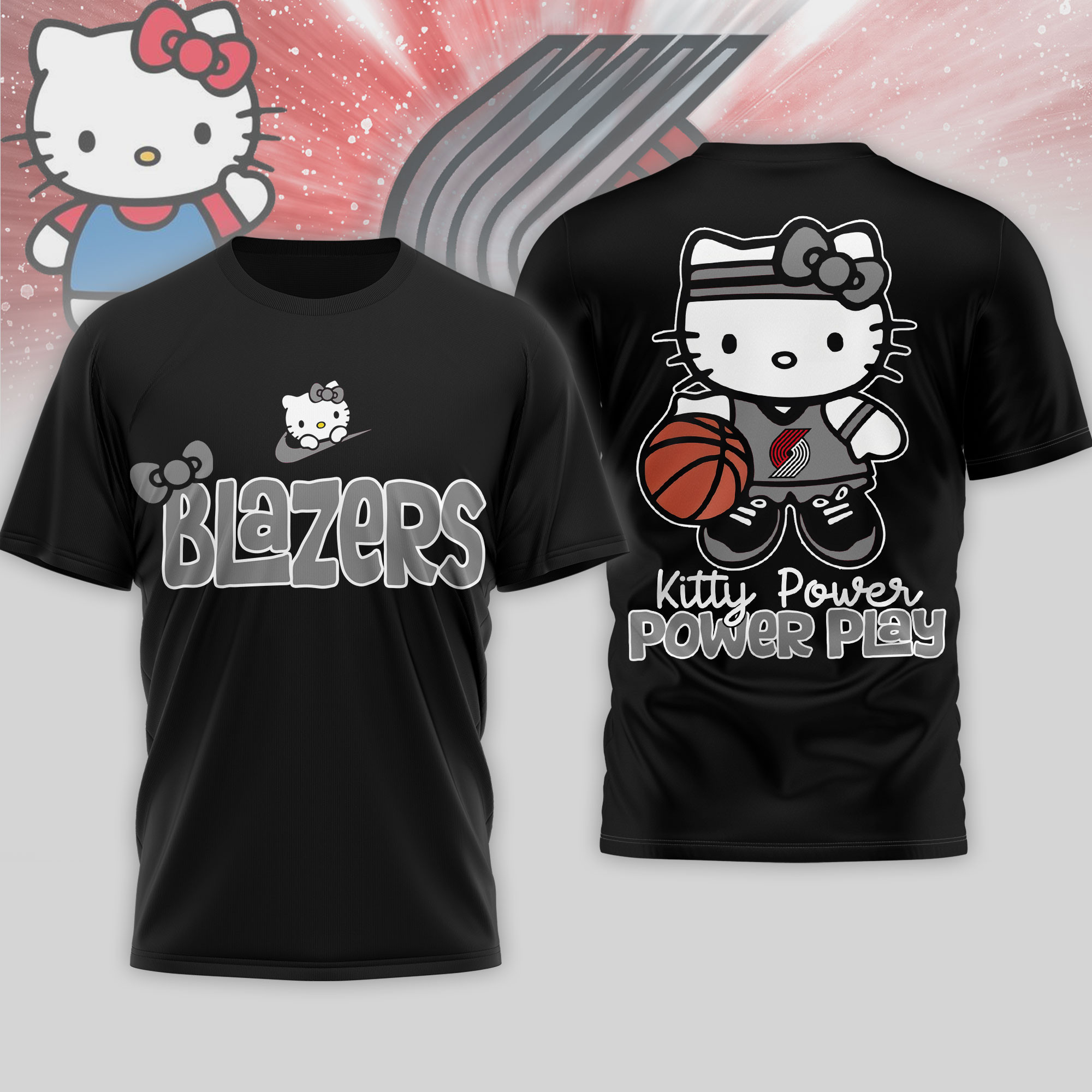 Portland Trail Blazers | Premium NBA Hello Kitty Power Play 3D Shirt TTH210508