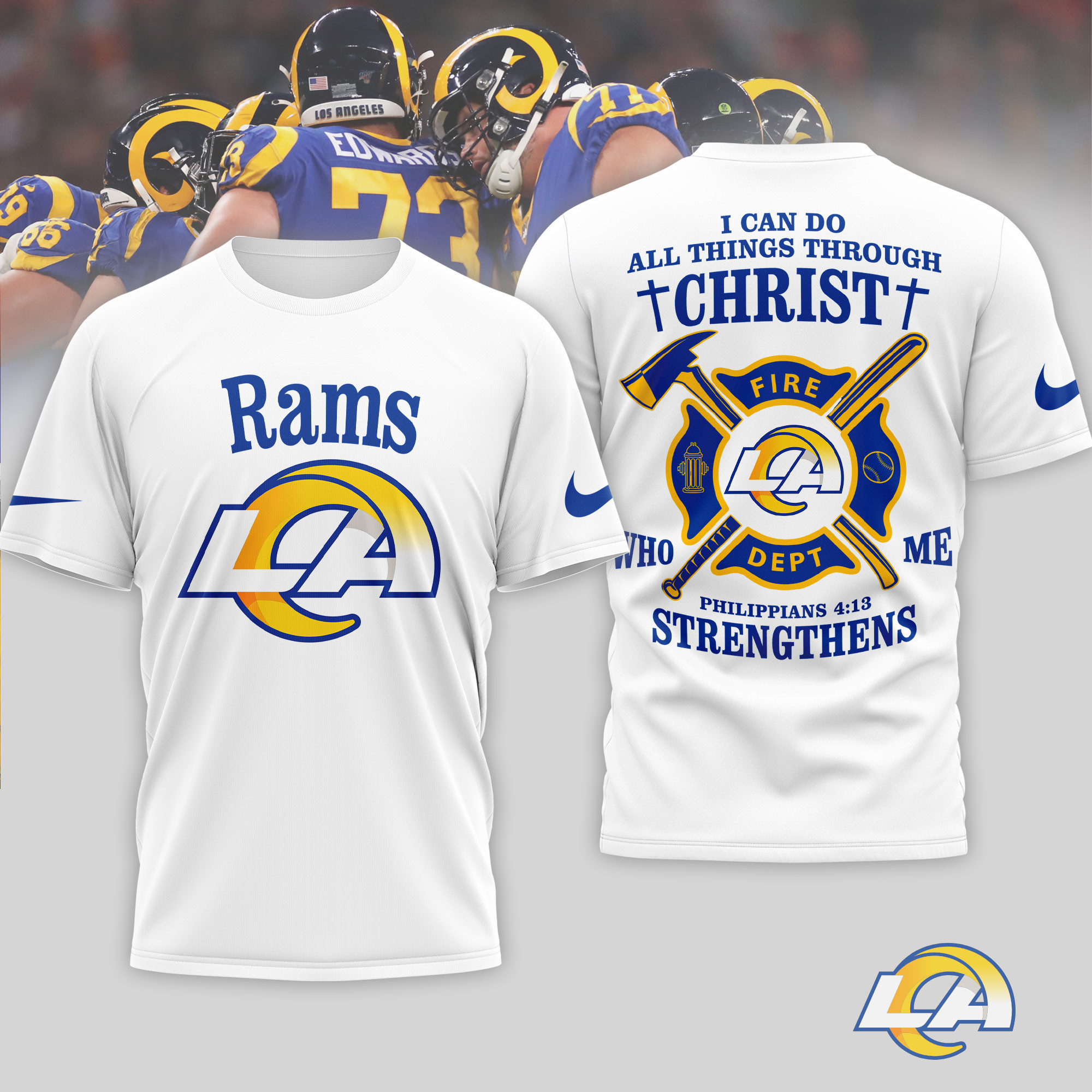 Los Angeles Rams x Premium NFL Faith & Gridiron 3D T-Shirt – Limited Edition TTH200521 - Image 2