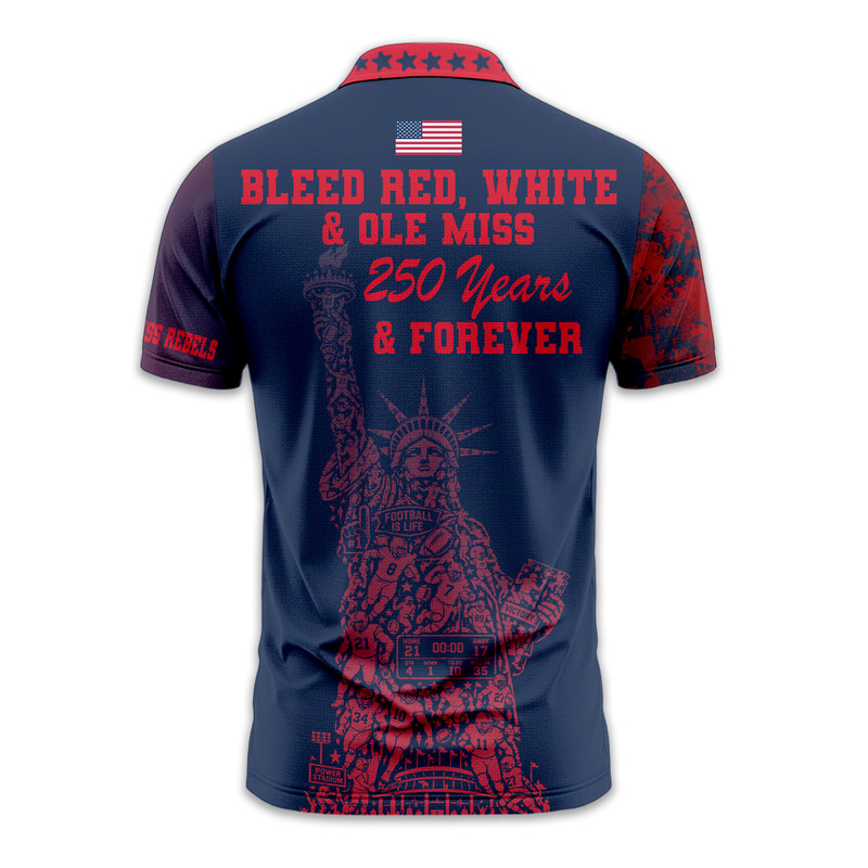 Ole Miss Rebels | Premium NCAA Independance Day Polo TTH200597 - Image 3