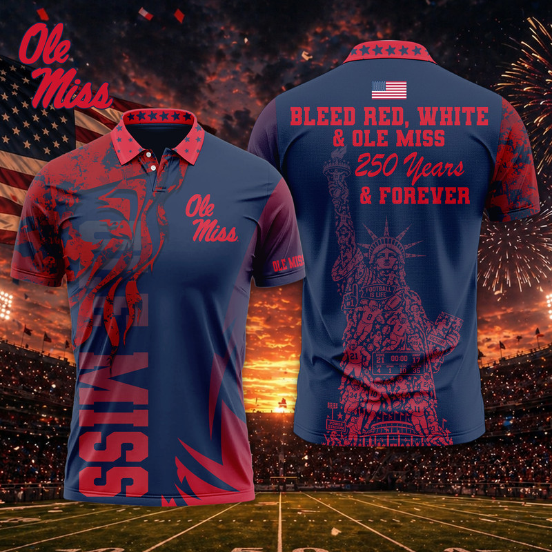 Ole Miss Rebels | Premium NCAA Independance Day Polo TTH200597 - Image 2