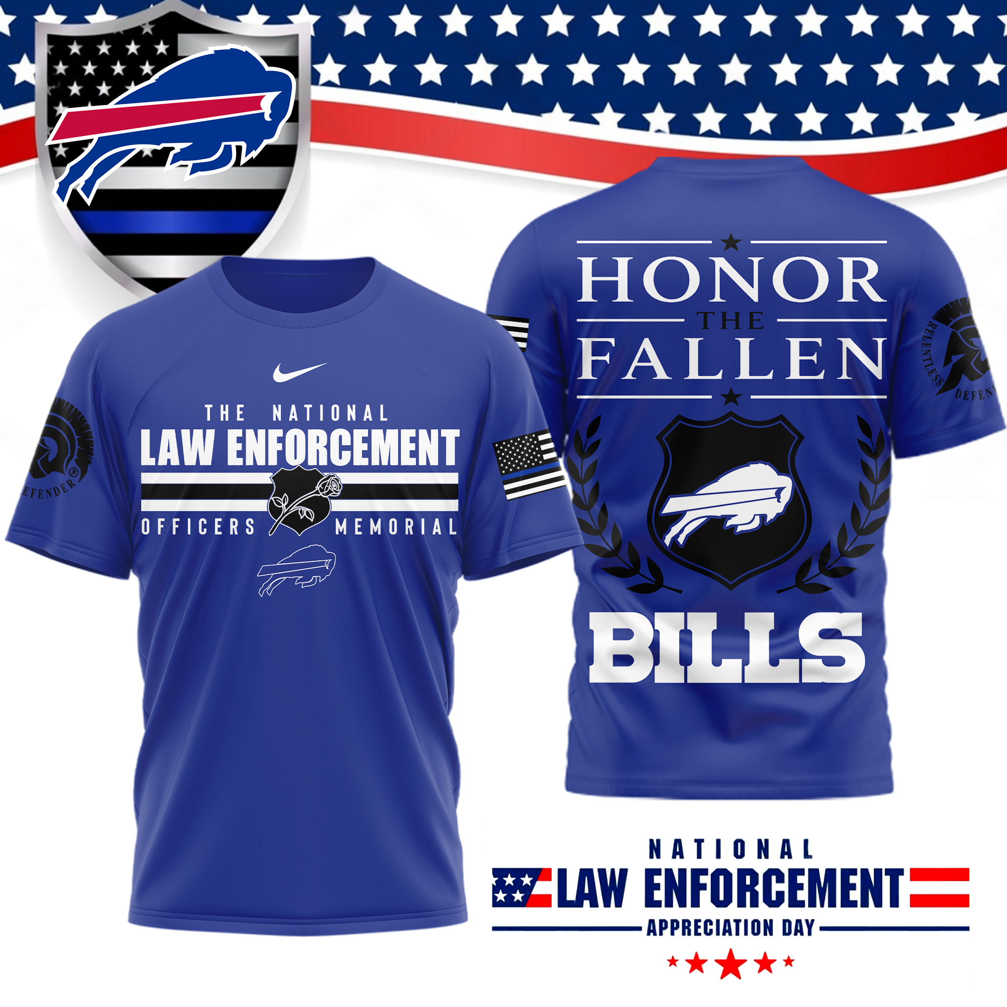 Buffalo Bills x Premium NFL The National Law Enforcement 3D T-Shirt – Limited Edition TTH200525