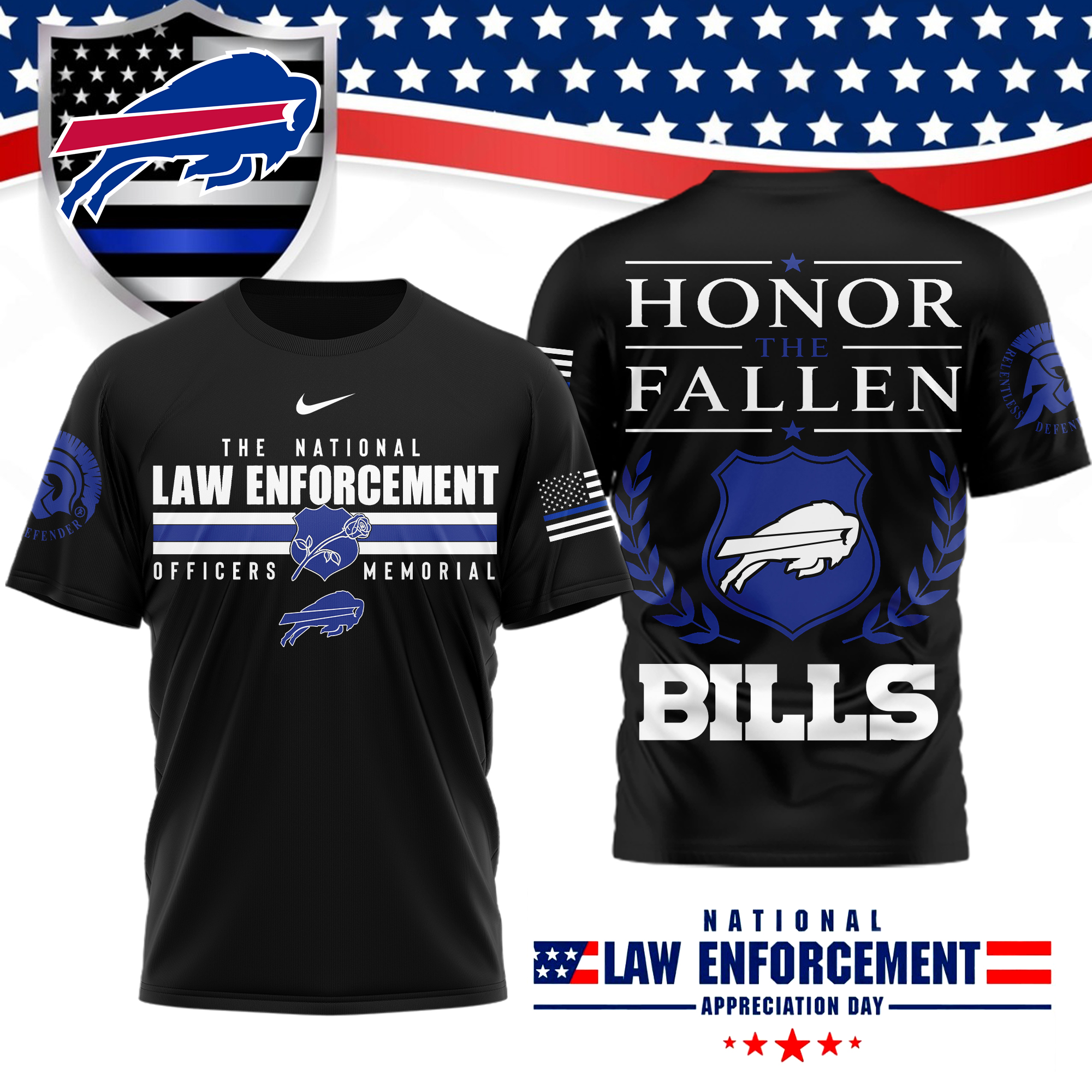 Buffalo Bills x Premium NFL The National Law Enforcement 3D T-Shirt – Limited Edition TTH200525 - Image 2