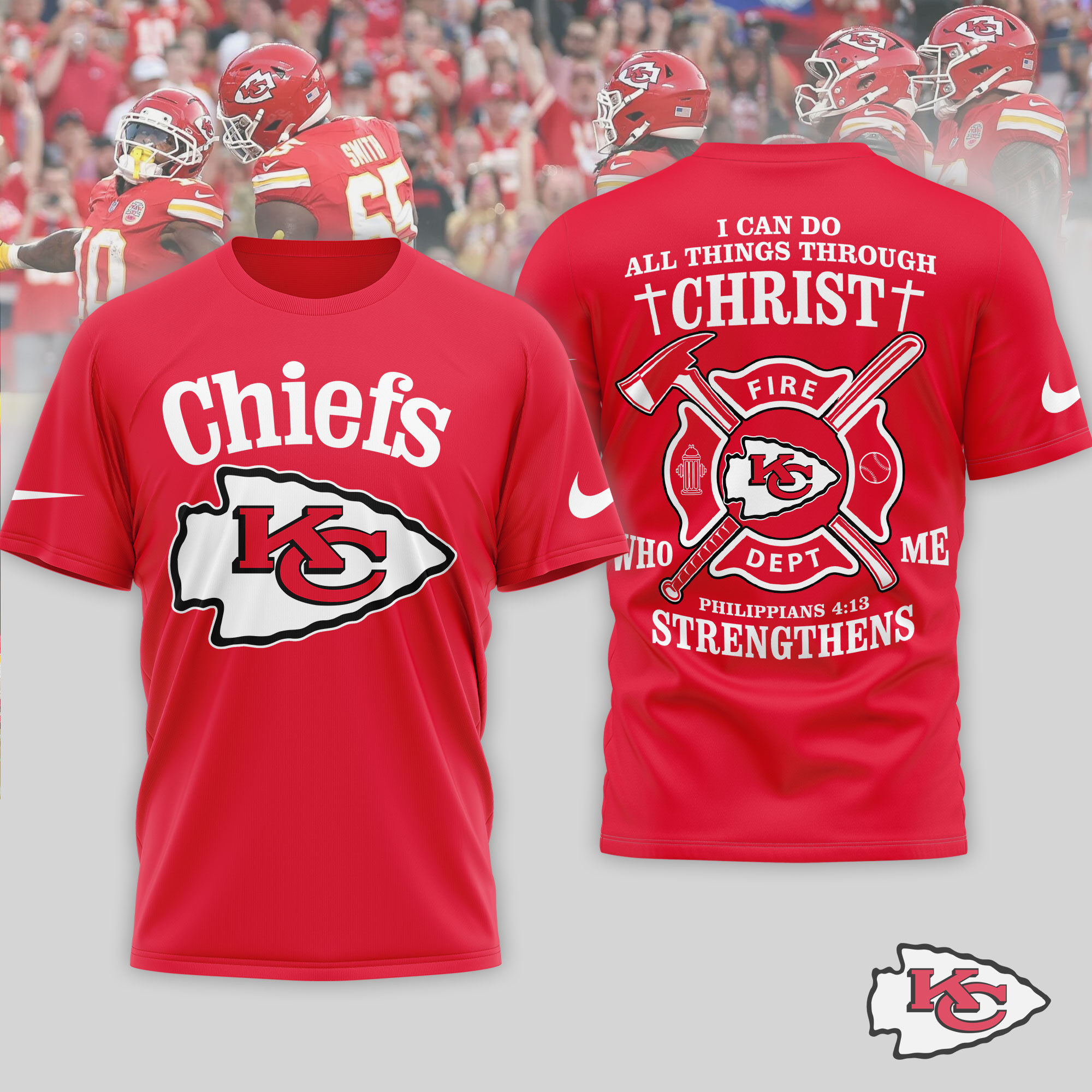 Kansas City Chiefs x Premium NFL Faith & Gridiron 3D T-Shirt – Limited Edition TTH200521 - Image 3