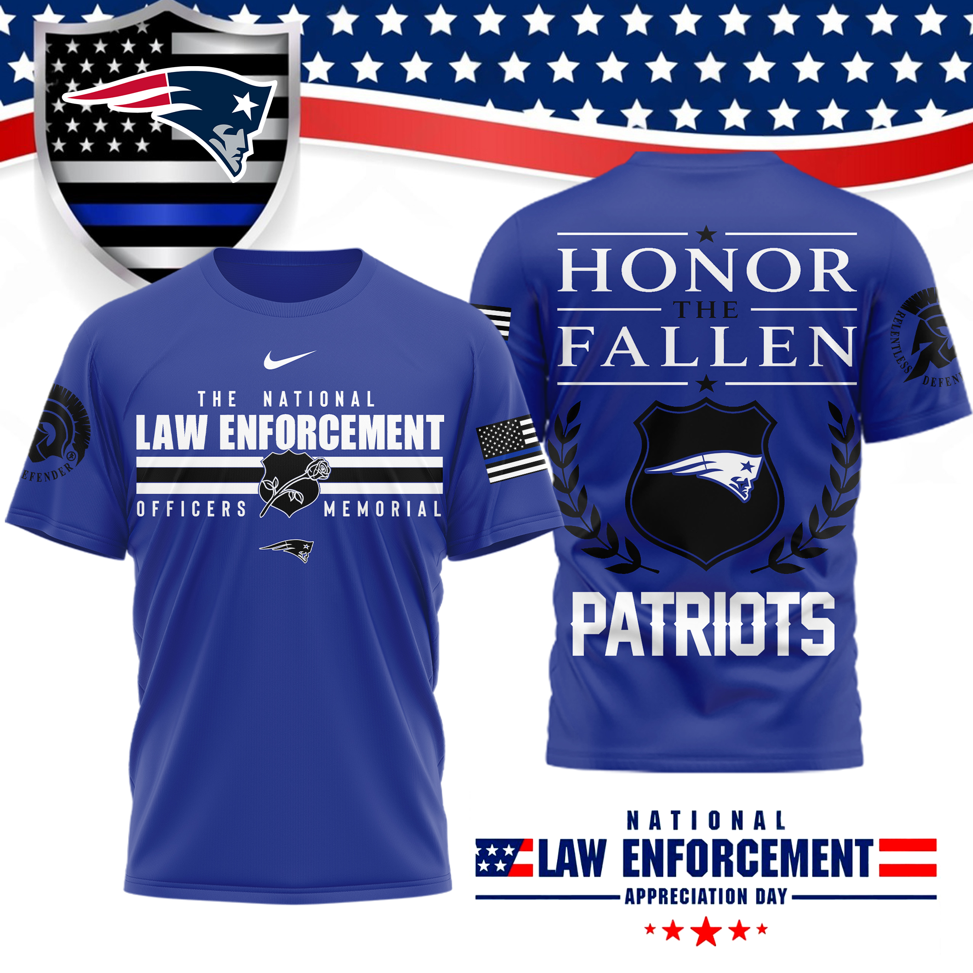 New England Patriots x Premium NFL The National Law Enforcement 3D T-Shirt – Limited Edition TTH200525