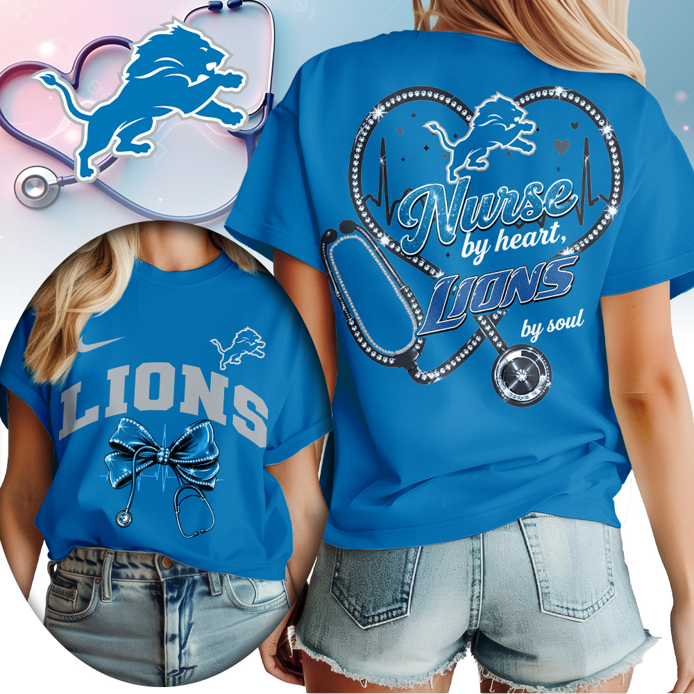 Detroit Lions | Premium NFL Nurse By Heart Women Shirt TTH200573 - Image 3