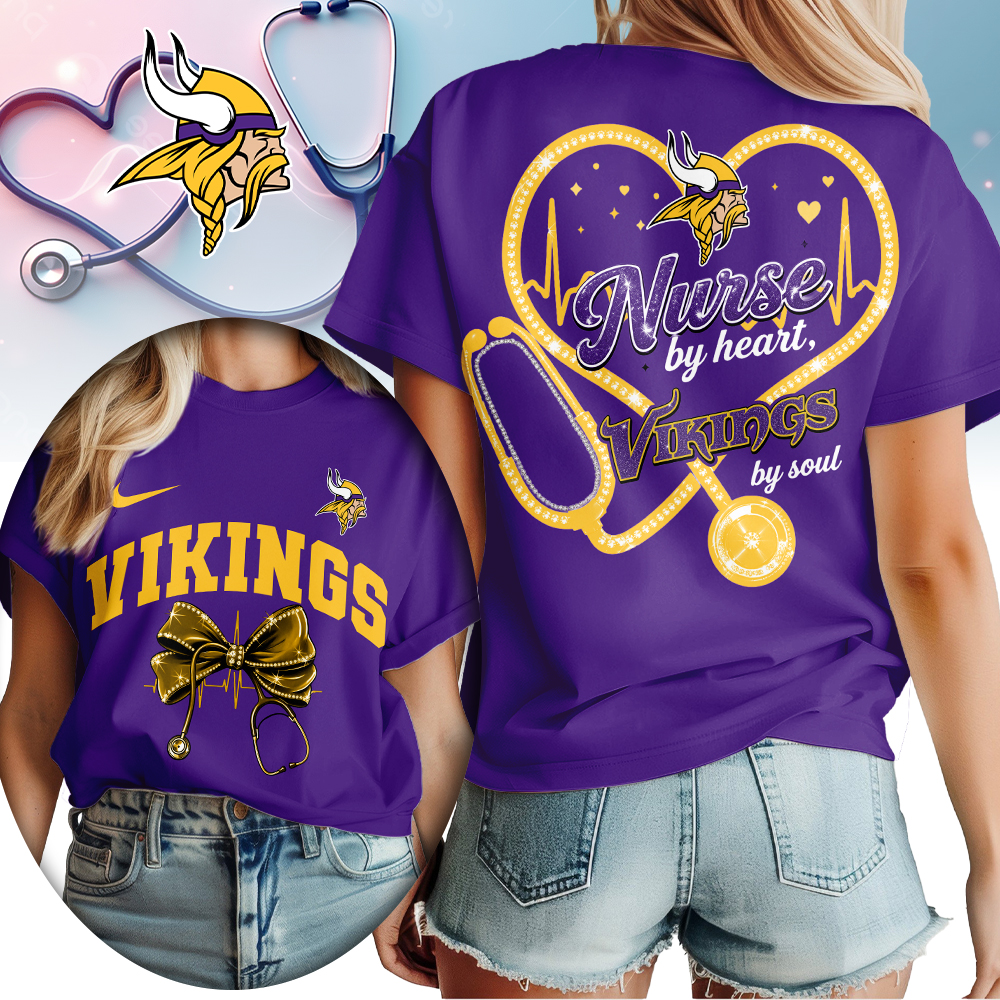 Minnesota Vikings | Premium NFL Nurse By Heart Women Shirt TTH200573 - Image 3