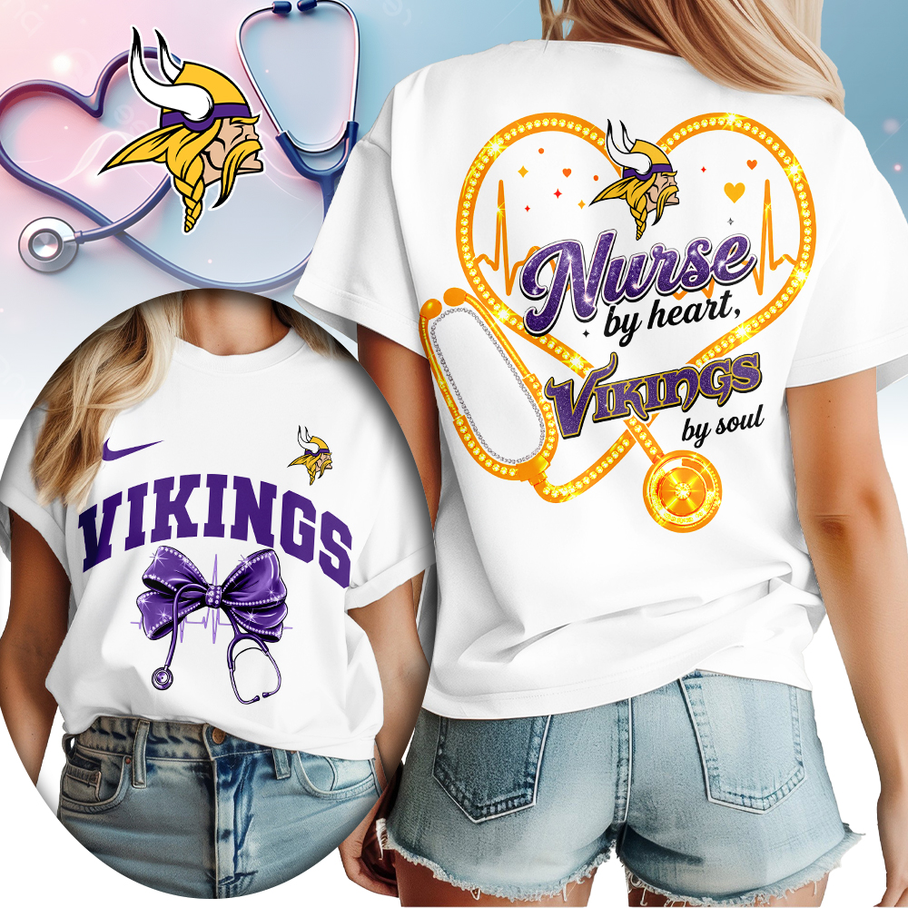 Minnesota Vikings | Premium NFL Nurse By Heart Women Shirt TTH200573 - Image 2