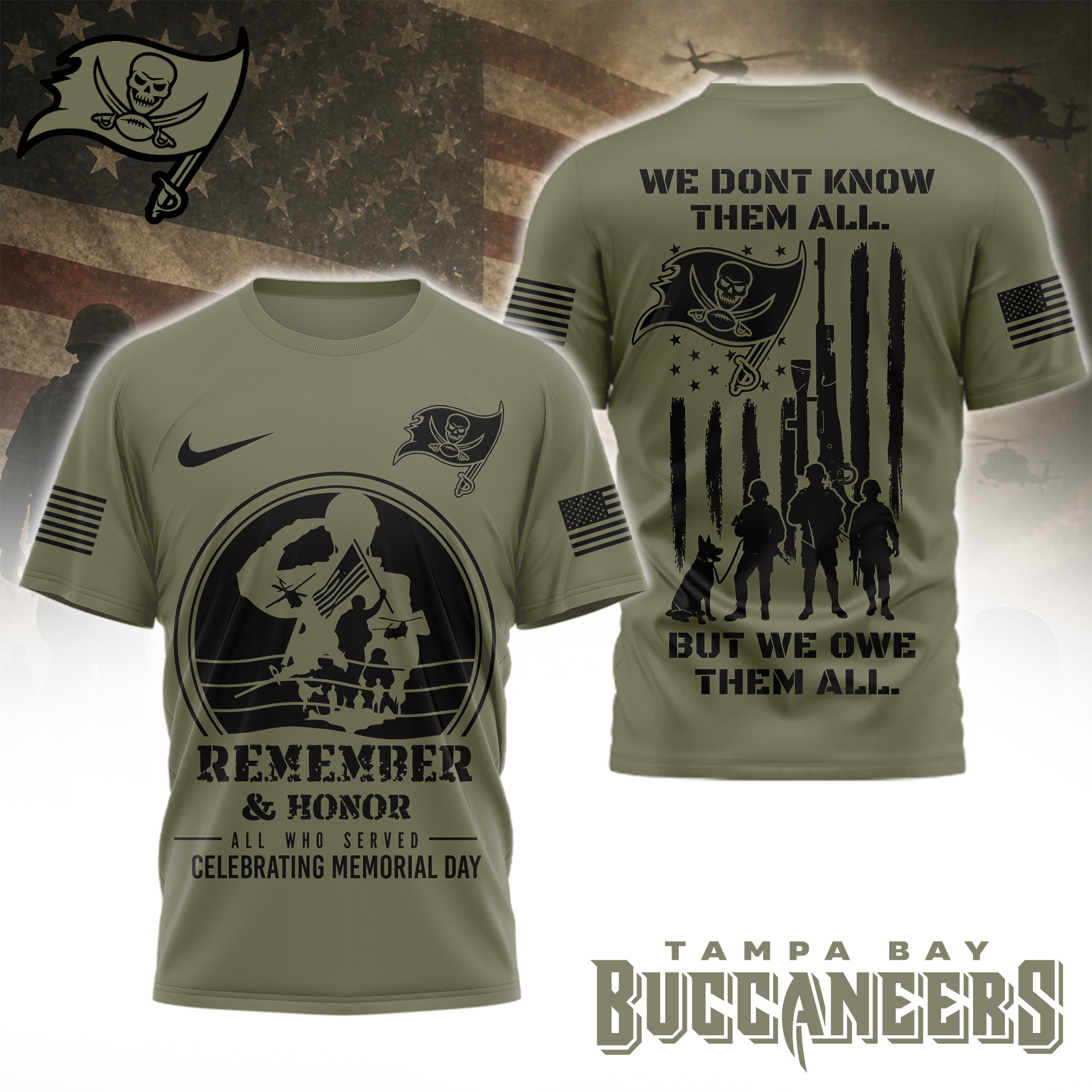 Tampa Bay Buccaneers | Premium NFL Celebrating Memorial Day 3D Shirt TTH200580 - Image 2