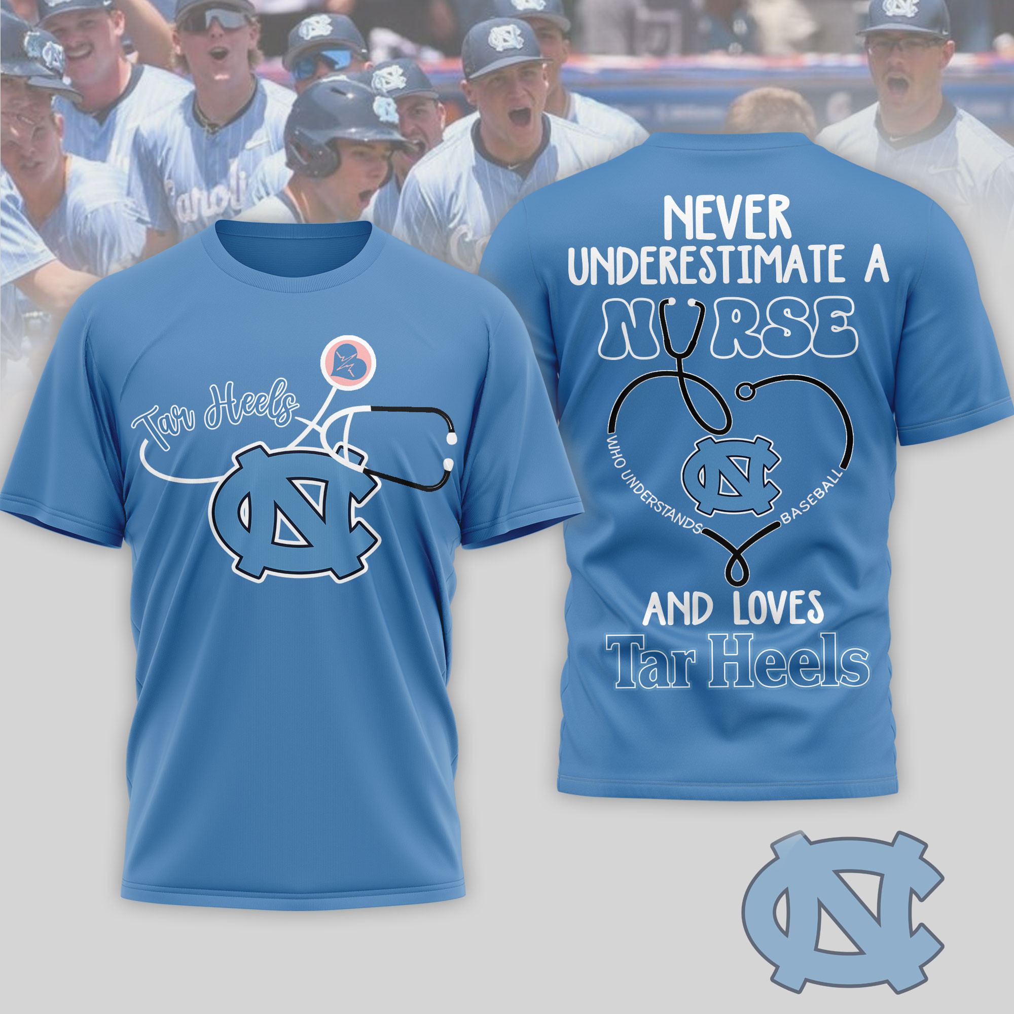 North Carolina Tar Heels | Premium NCAA Game Day Nurse 3D T-Shirt TTH200556 - Image 3