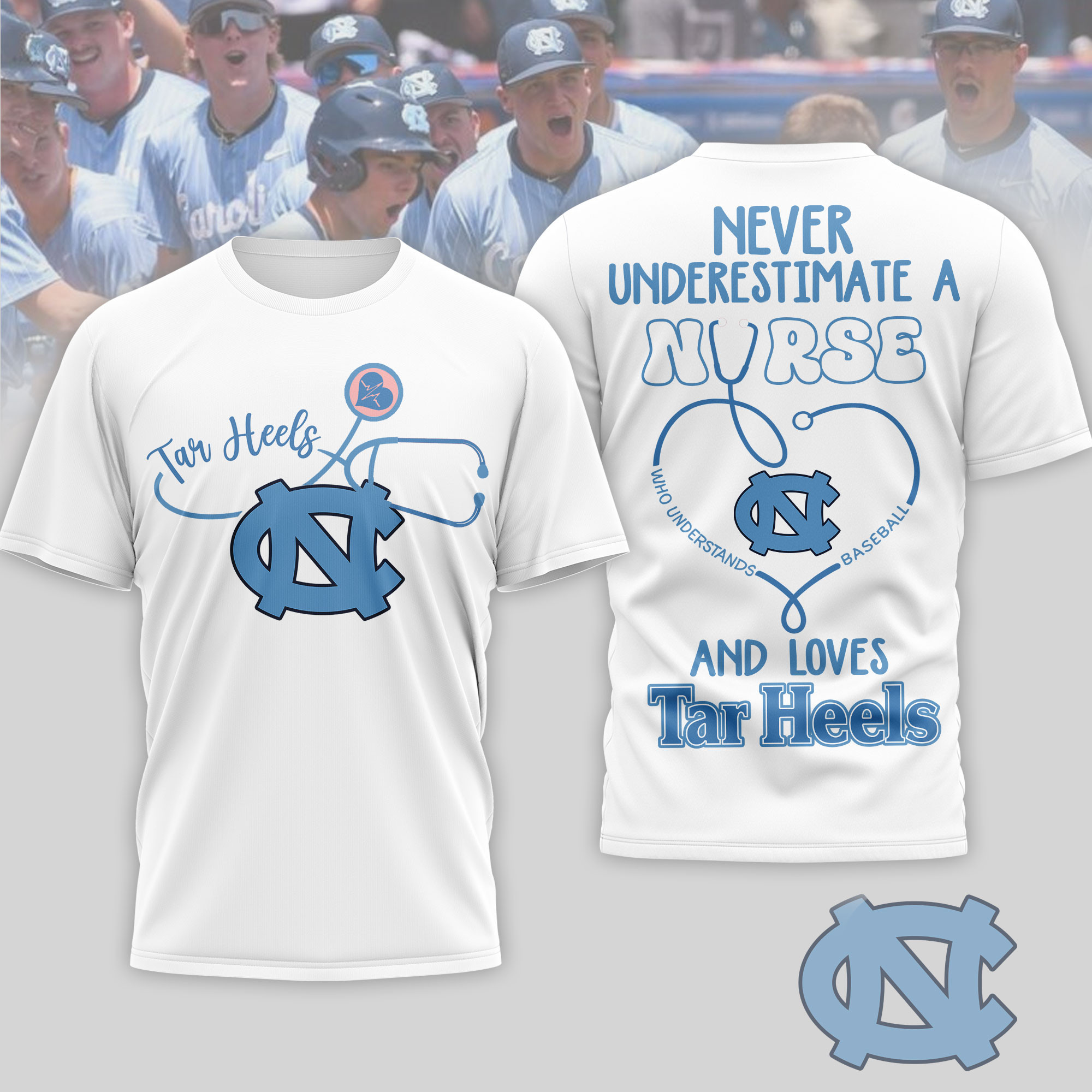 North Carolina Tar Heels | Premium NCAA Game Day Nurse 3D T-Shirt TTH200556 - Image 2