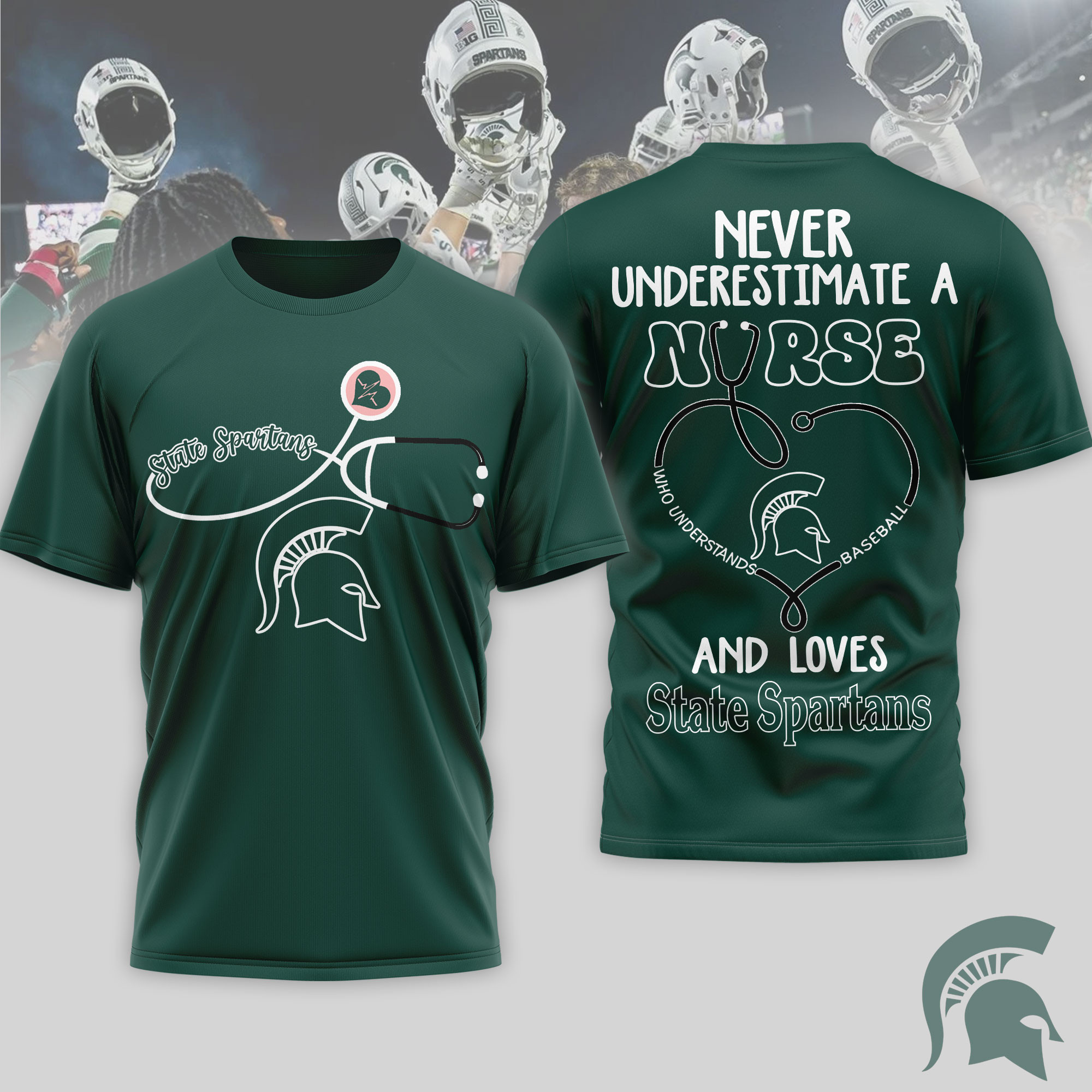 Michigan State Spartans | Premium NCAA Game Day Nurse 3D T-Shirt TTH200556 - Image 3