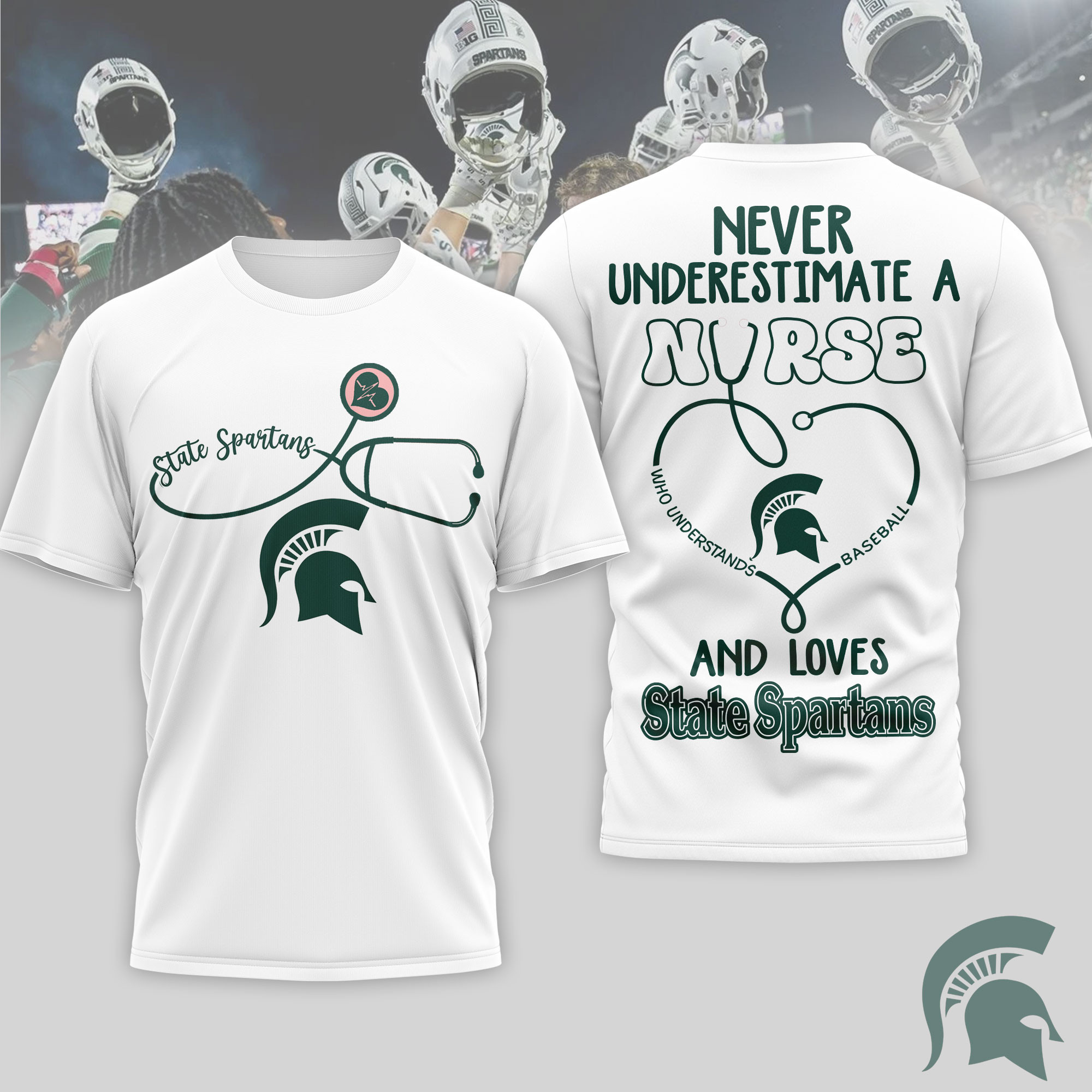 Michigan State Spartans | Premium NCAA Game Day Nurse 3D T-Shirt TTH200556 - Image 2