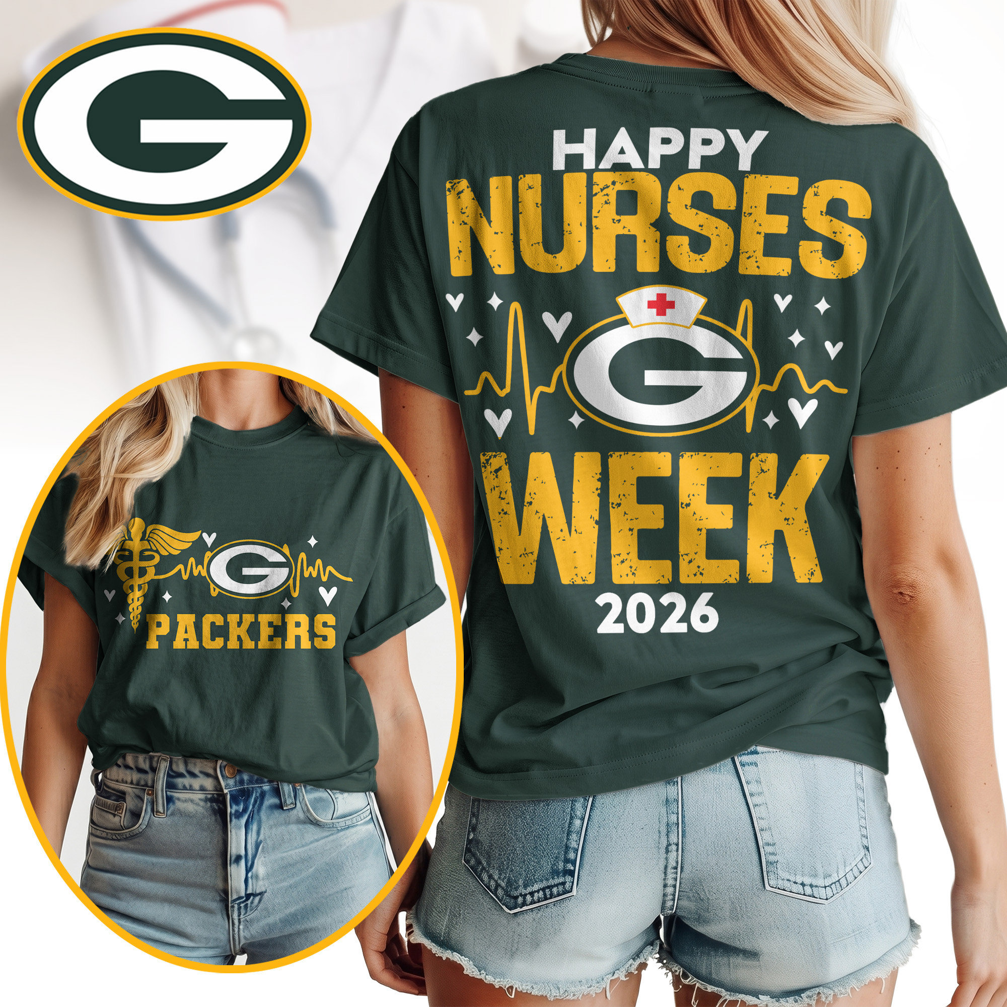 Green Bay Packers | Premium NFL Nurse Week Women Shirt TTH200583 - Image 3