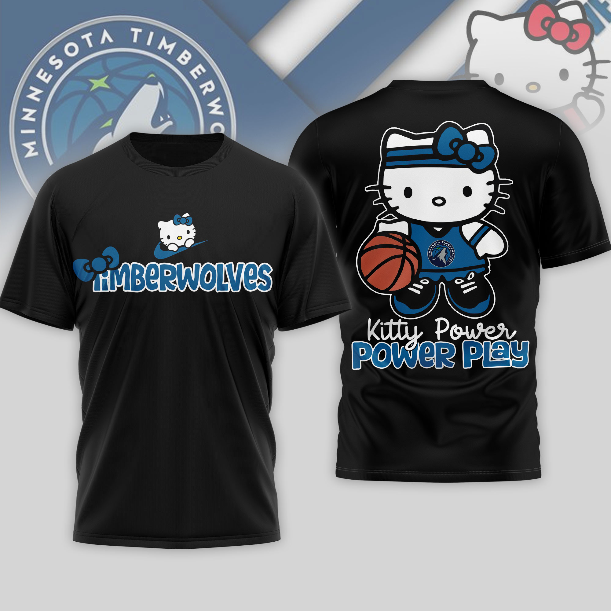 Minnesota Timberwolves | Premium NBA Hello Kitty Power Play 3D Shirt TTH210508