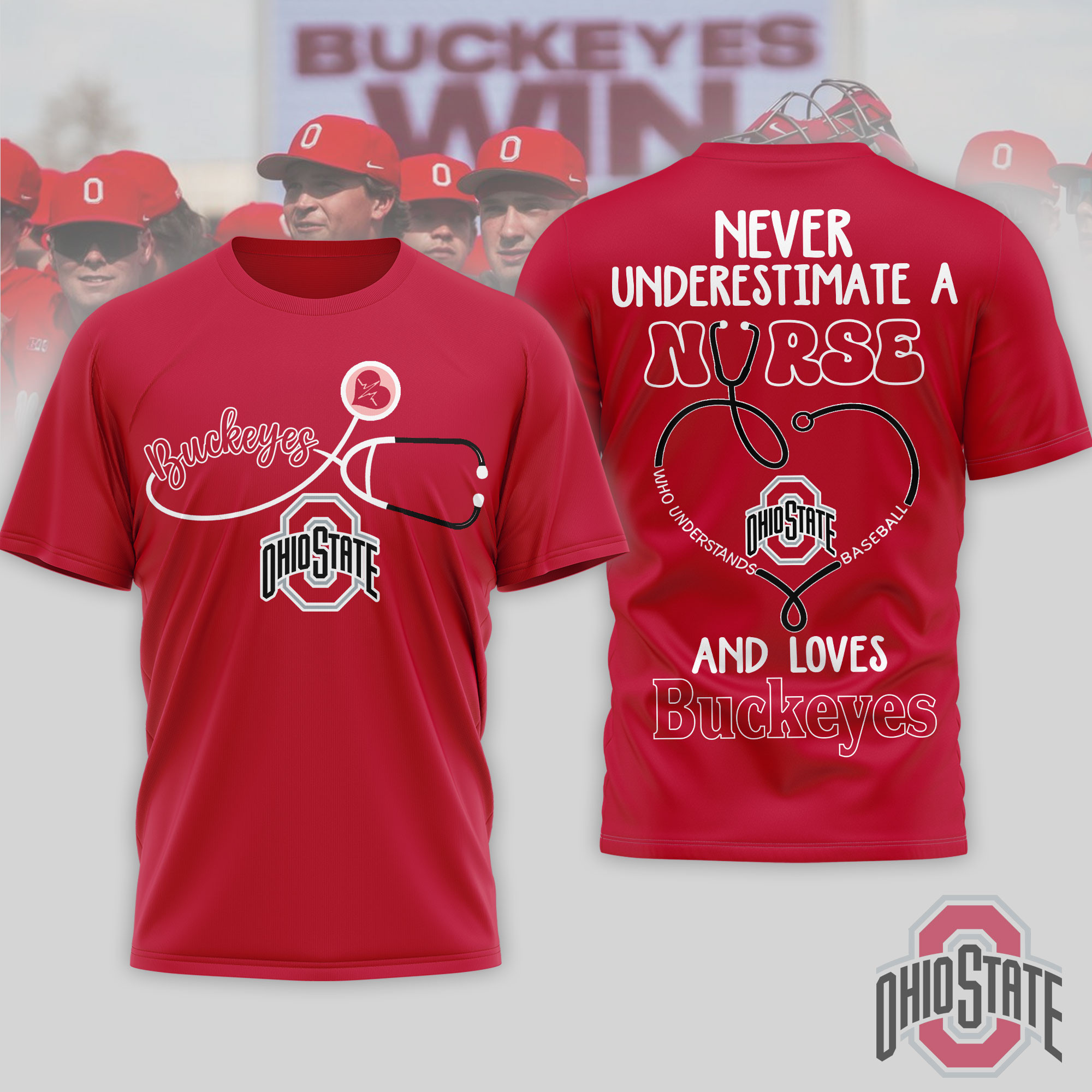 Ohio State Buckeyes | Premium NCAA Game Day Nurse 3D T-Shirt TTH200556 - Image 3