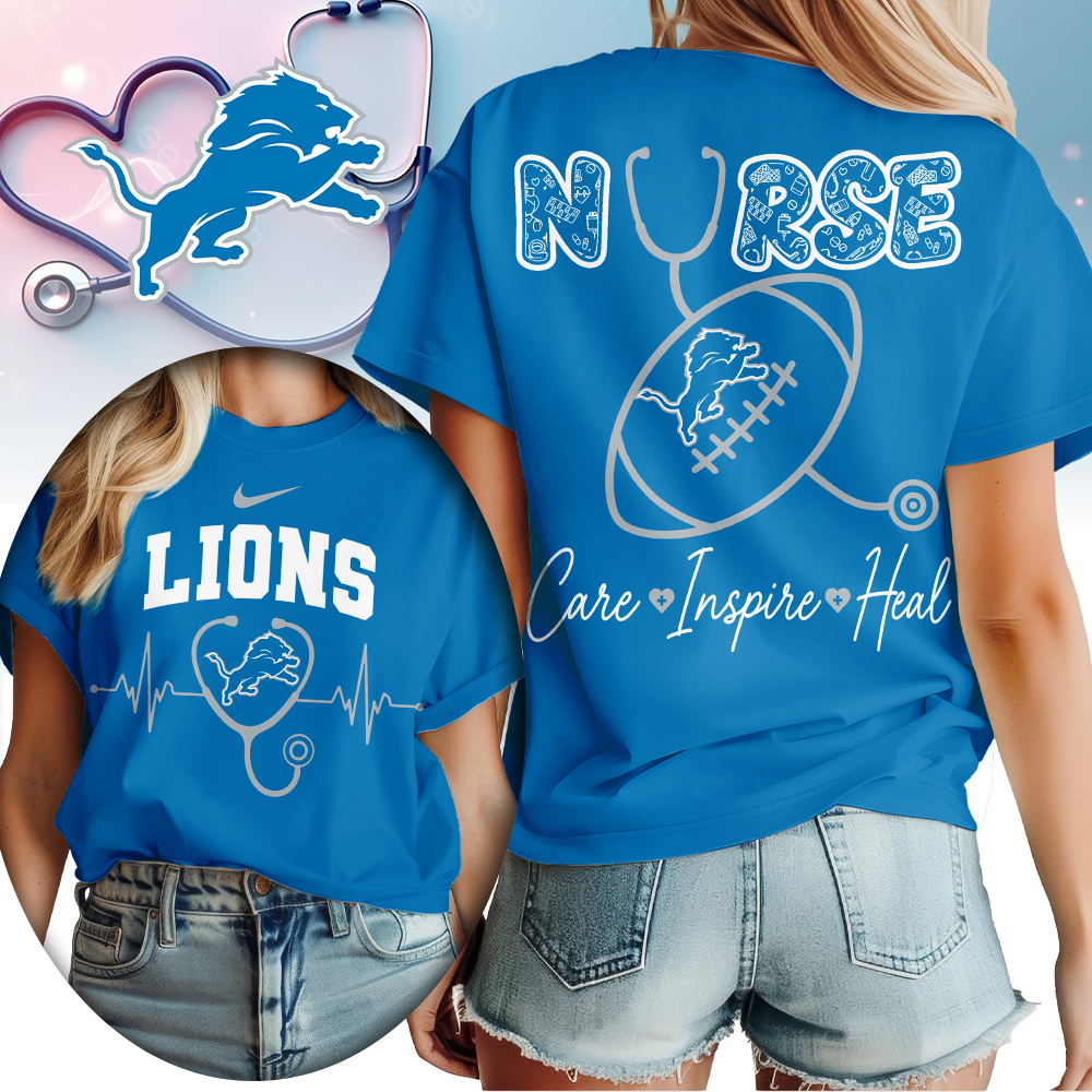 Detroit Lions | Premium NFL Nurse Care Inspire Heal Women Shirt TTH200561 - Image 3