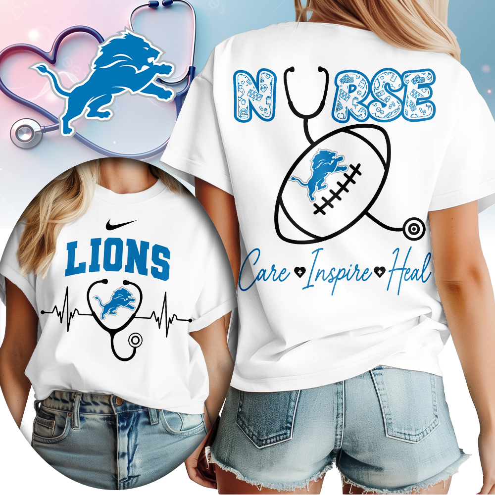 Detroit Lions | Premium NFL Nurse Care Inspire Heal Women Shirt TTH200561 - Image 2