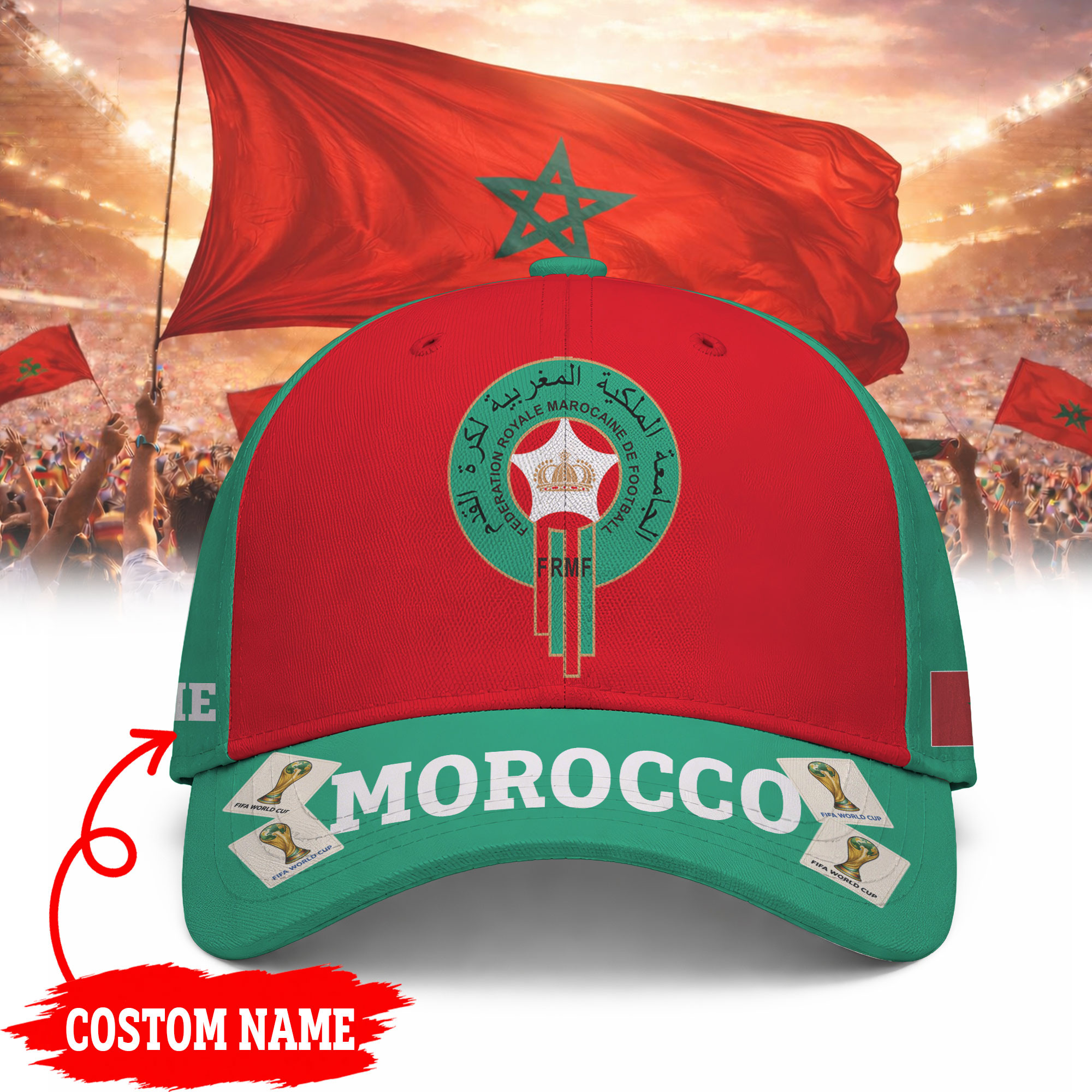 Morocco | Premium World Cup 2026 Crown Of Football Classic Cap TTH200576 - Image 2