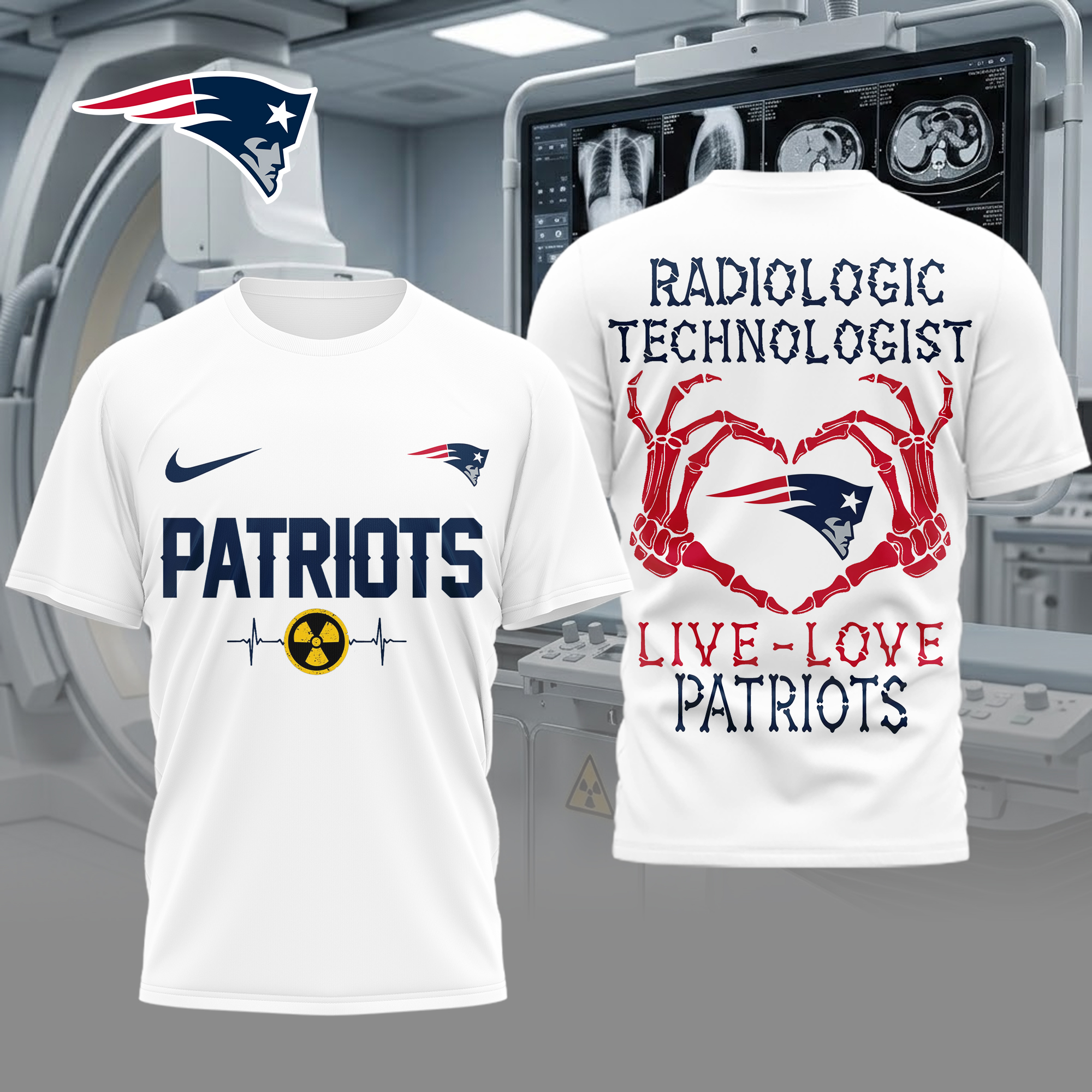 New England Patriots | Premium NFL Radiology Technologist Game Day 3D Shirt TTH200565 - Image 2