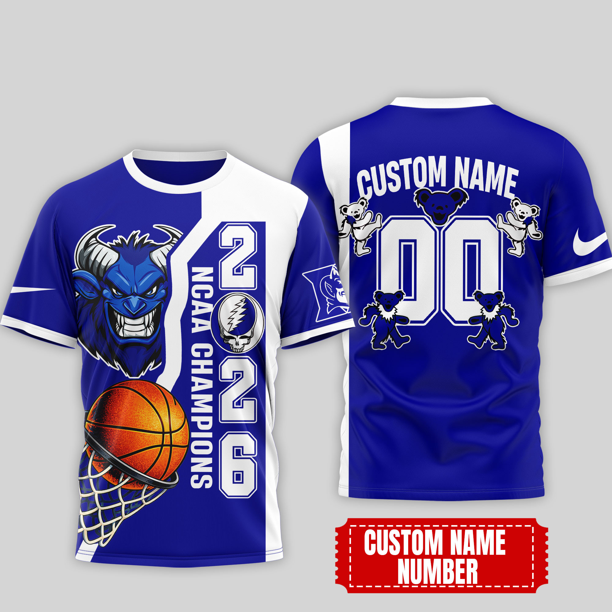 Duke Blue Devils | Premium NCAA Court Kings 2026 3D T-Shirt 200559