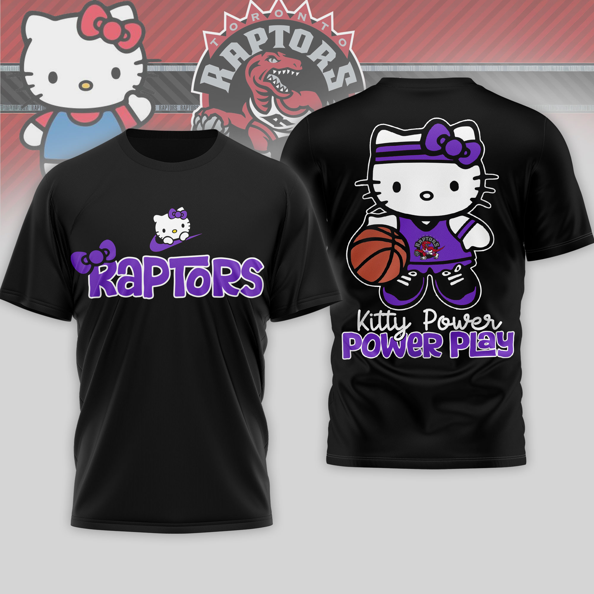 Toronto Raptors | Premium NBA Hello Kitty Power Play 3D Shirt TTH210508