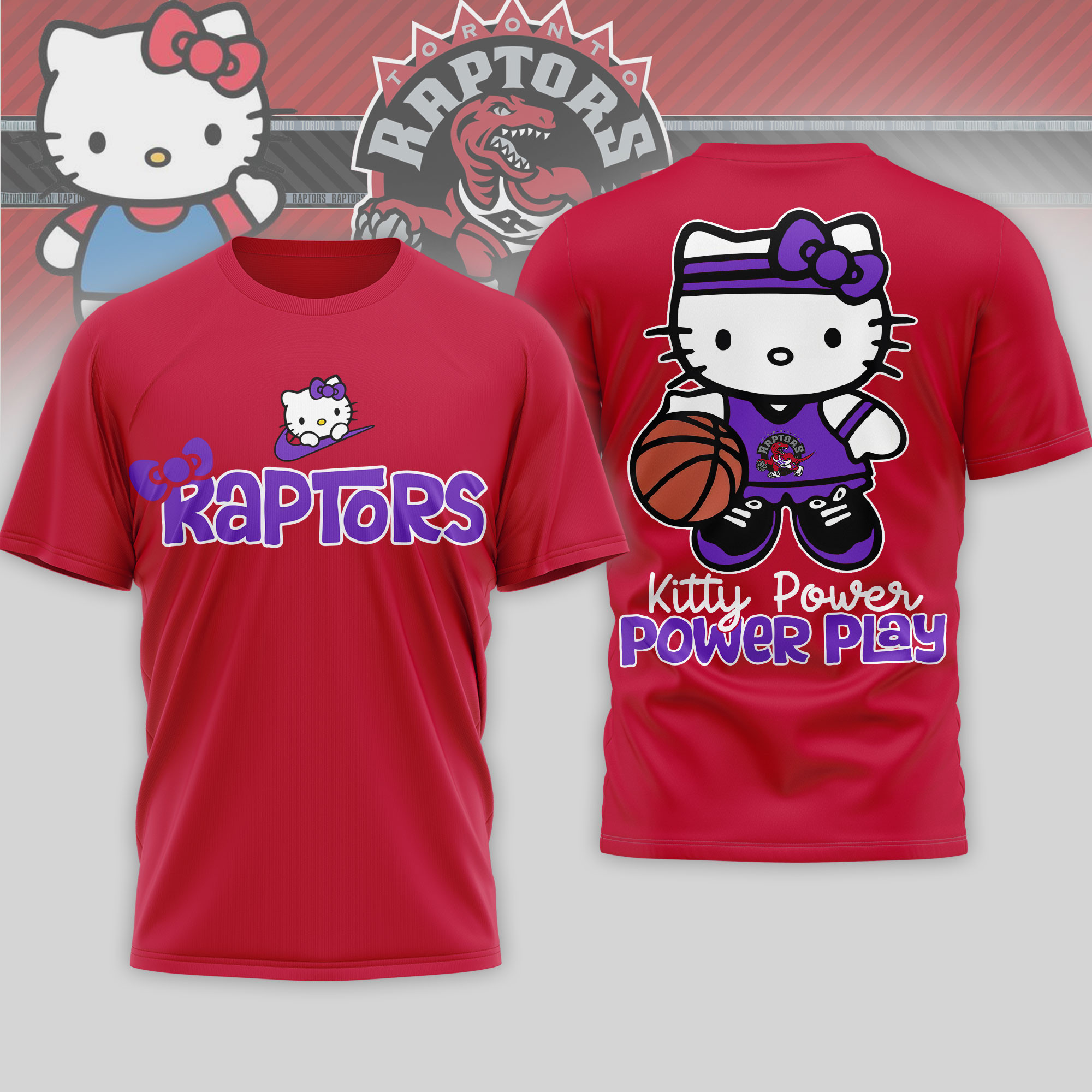 Toronto Raptors | Premium NBA Hello Kitty Power Play 3D Shirt TTH210508 - Image 2