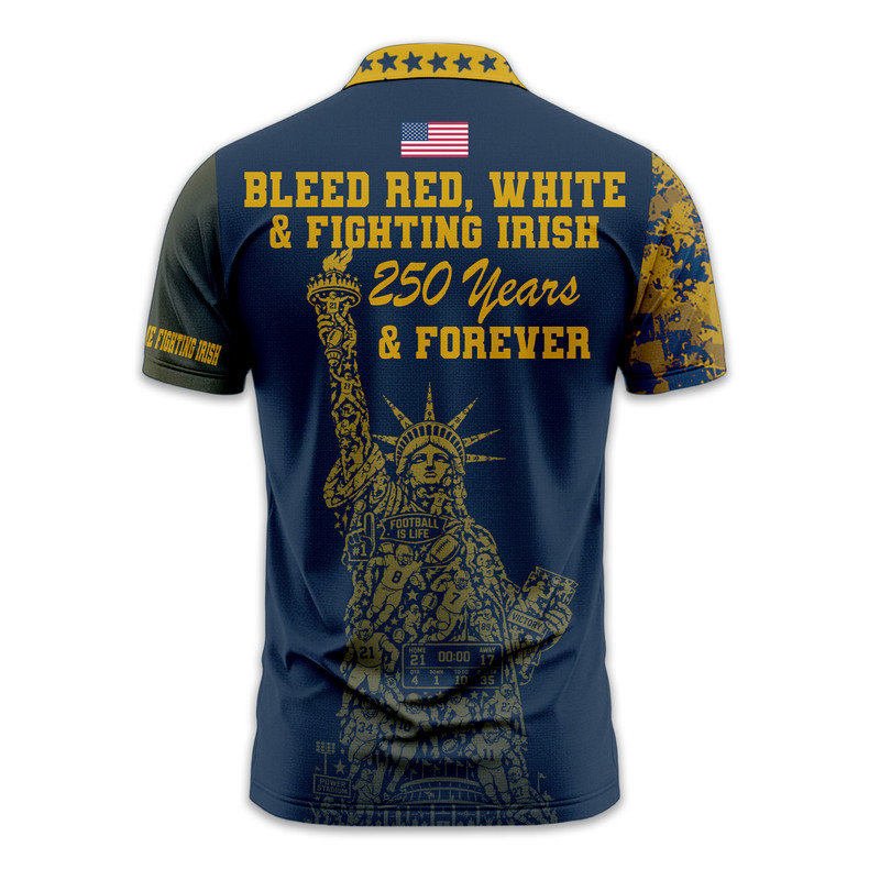 Notre Dame Fighting Irish | Premium NCAA Independance Day Polo TTH200597 - Image 3