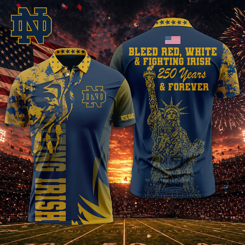 Notre Dame Fighting Irish | Premium NCAA Independance Day Polo TTH200597 - Image 2