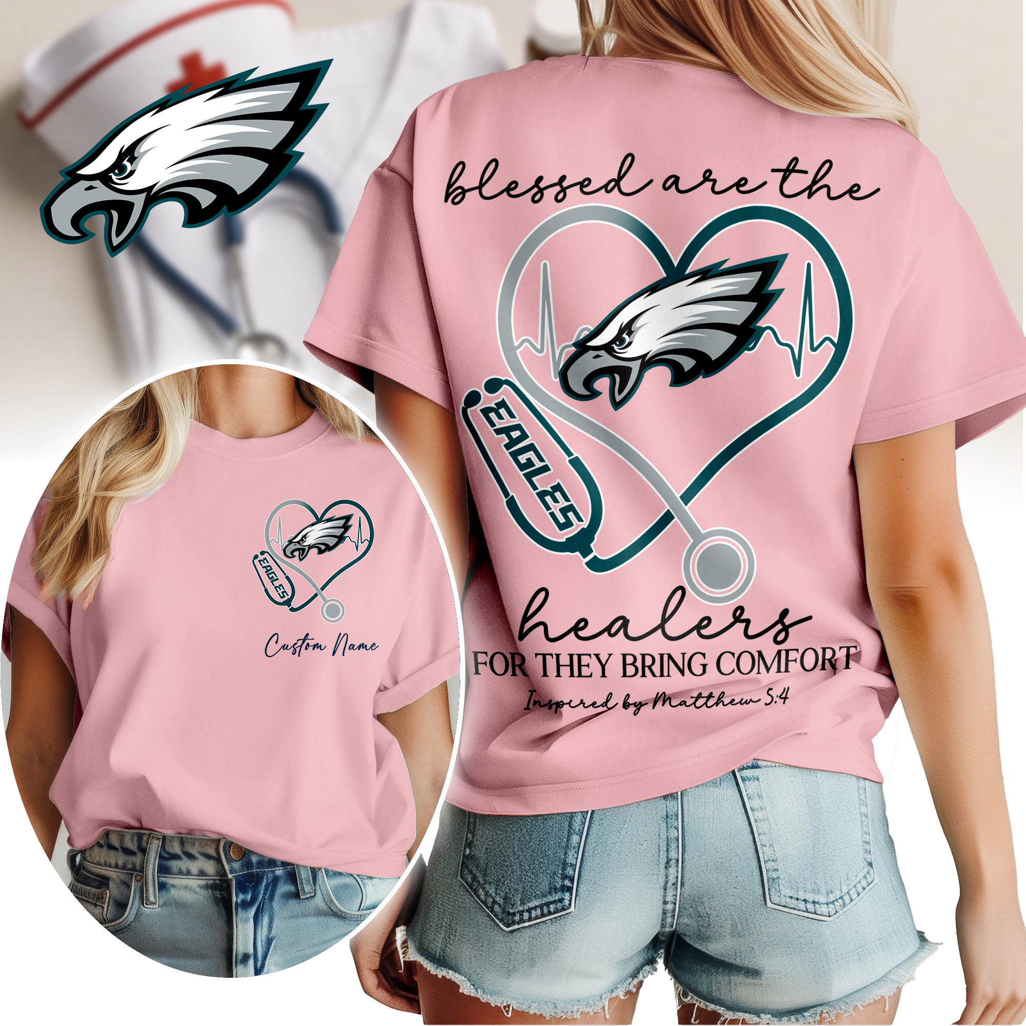Philadelphia Eagles | Premium NFL Heart of A Nurse Game Day 3D Shirt TTH200581 - Image 2