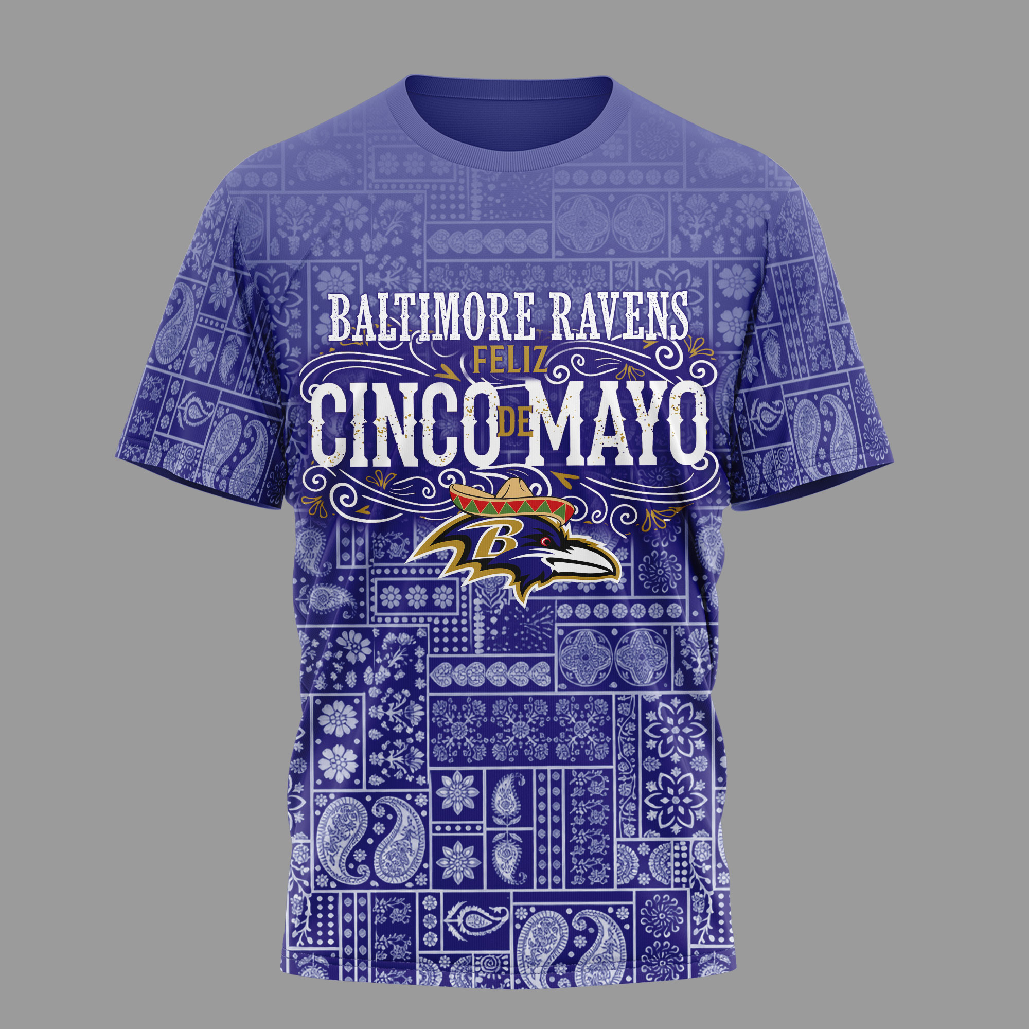 Baltimore Ravens | Premium NFL Hola Bitchatos Cinco De Mayo 3D T-Shirt TTH210501