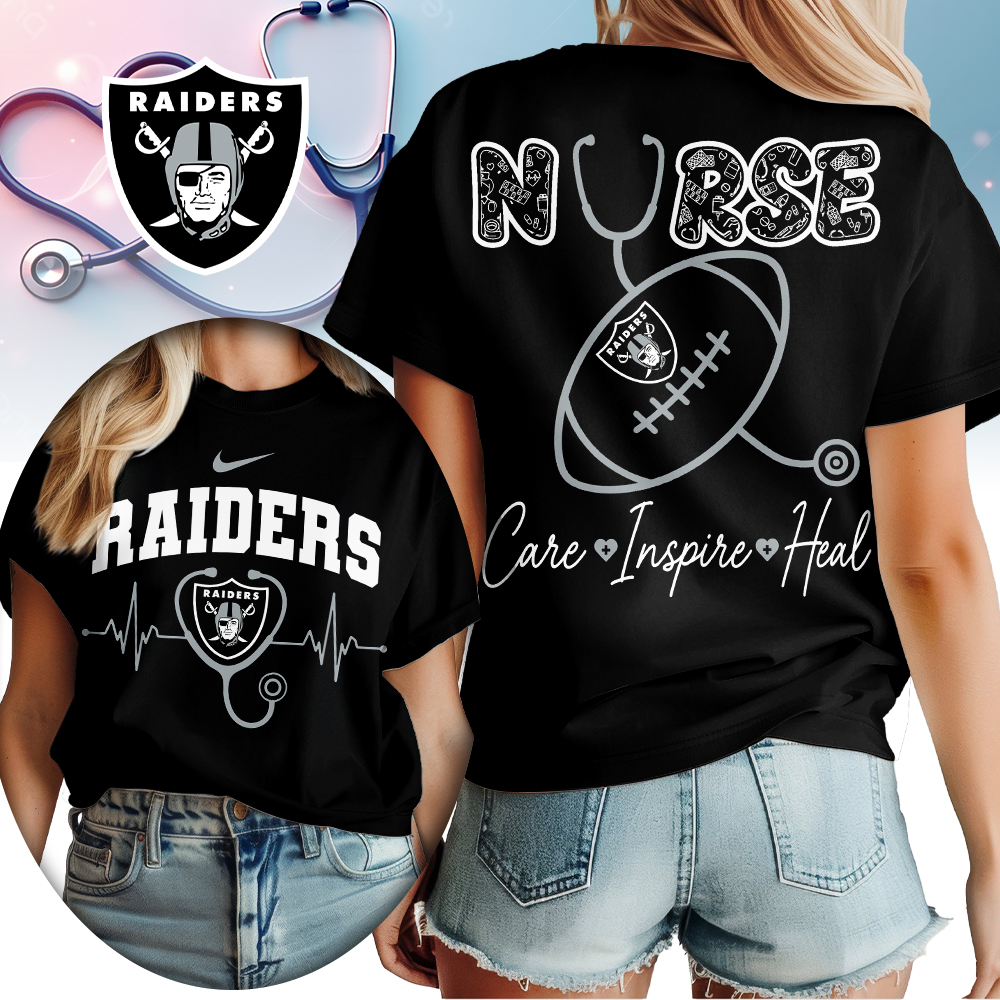 Las Vegas Raiders | Premium NFL Nurse Care Inspire Heal Women Shirt TTH200561