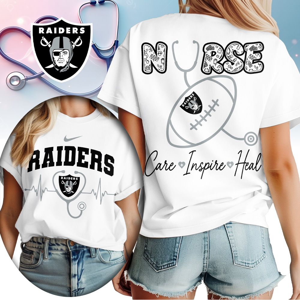 Las Vegas Raiders | Premium NFL Nurse Care Inspire Heal Women Shirt TTH200561 - Image 2
