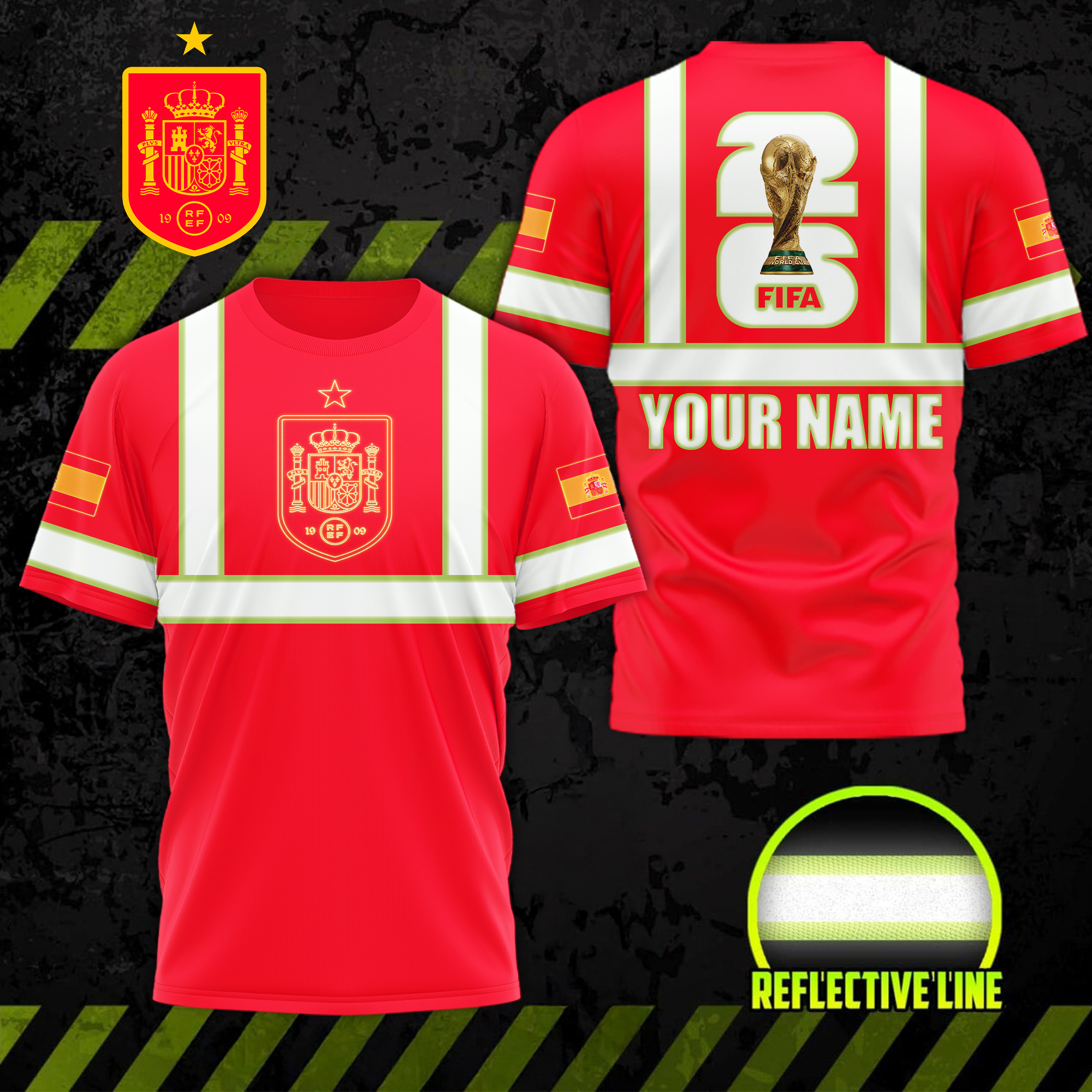Spain | Premium World Cup 2026 Hi Vis Safety 3D Shirt TTH200570