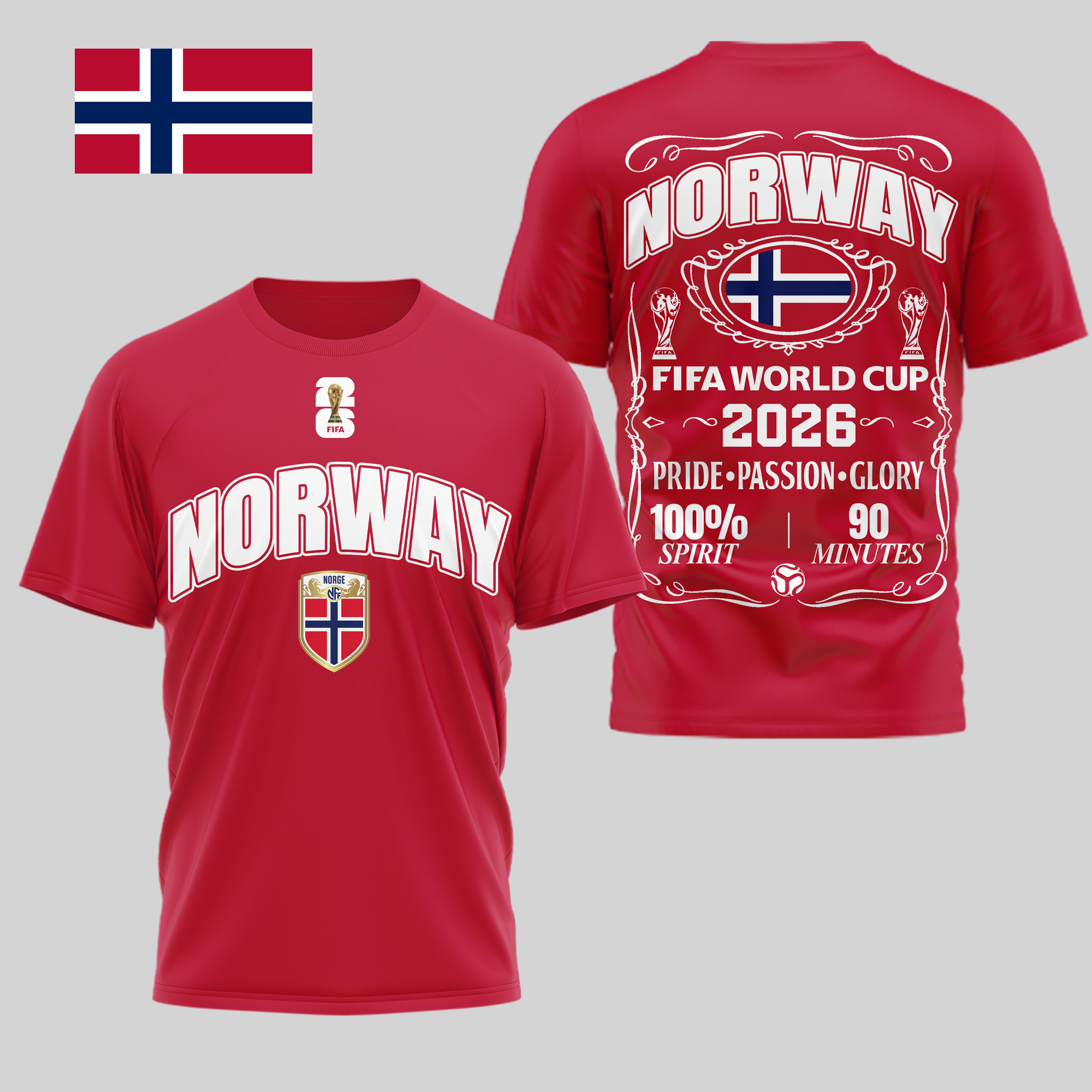 Norway | Premium World Cup 2026 Pride Passion Glory 3D Shirt TTH210505 - Image 3