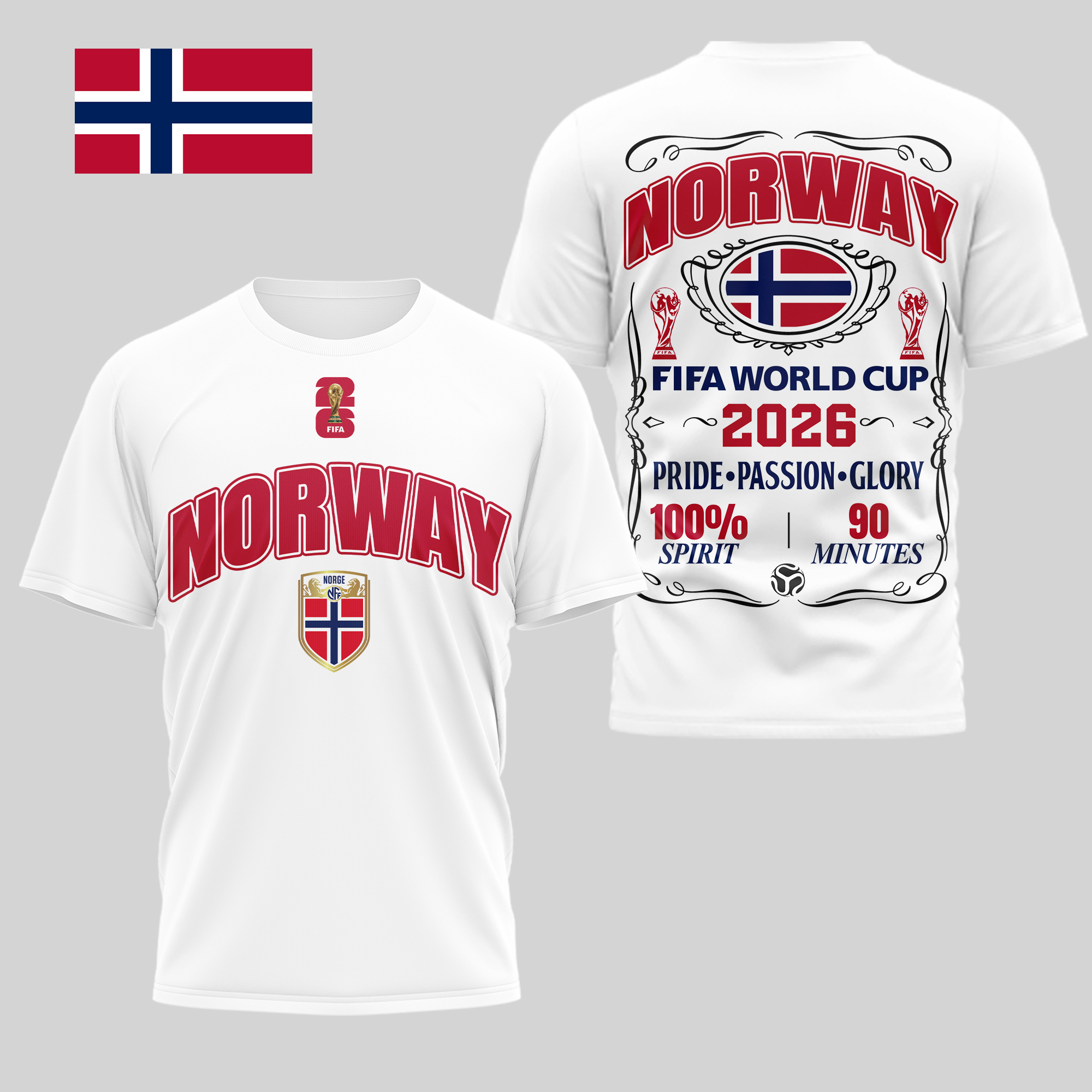 Norway | Premium World Cup 2026 Pride Passion Glory 3D Shirt TTH210505 - Image 2