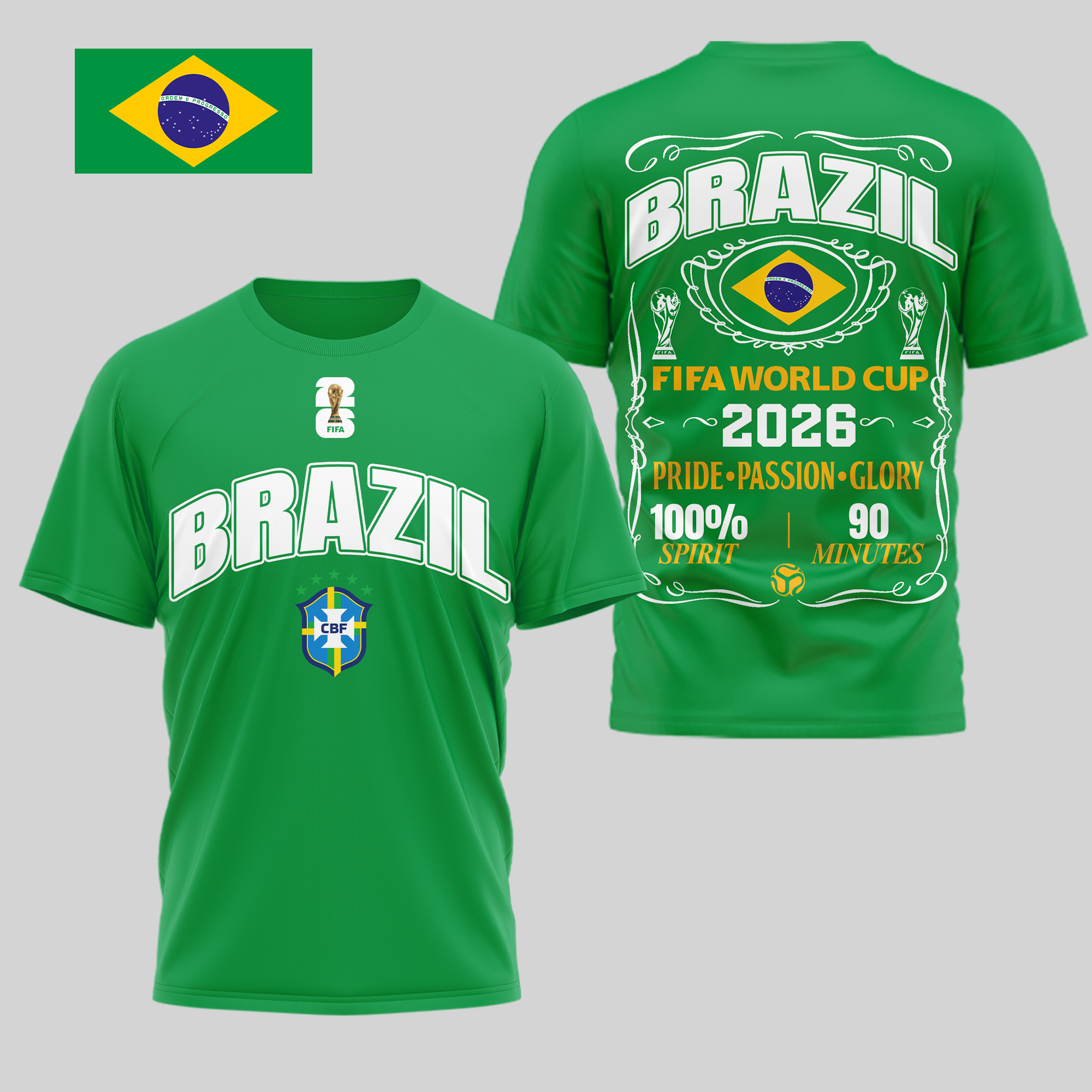 Brazil | Premium World Cup 2026 Pride Passion Glory 3D Shirt TTH210505 - Image 3