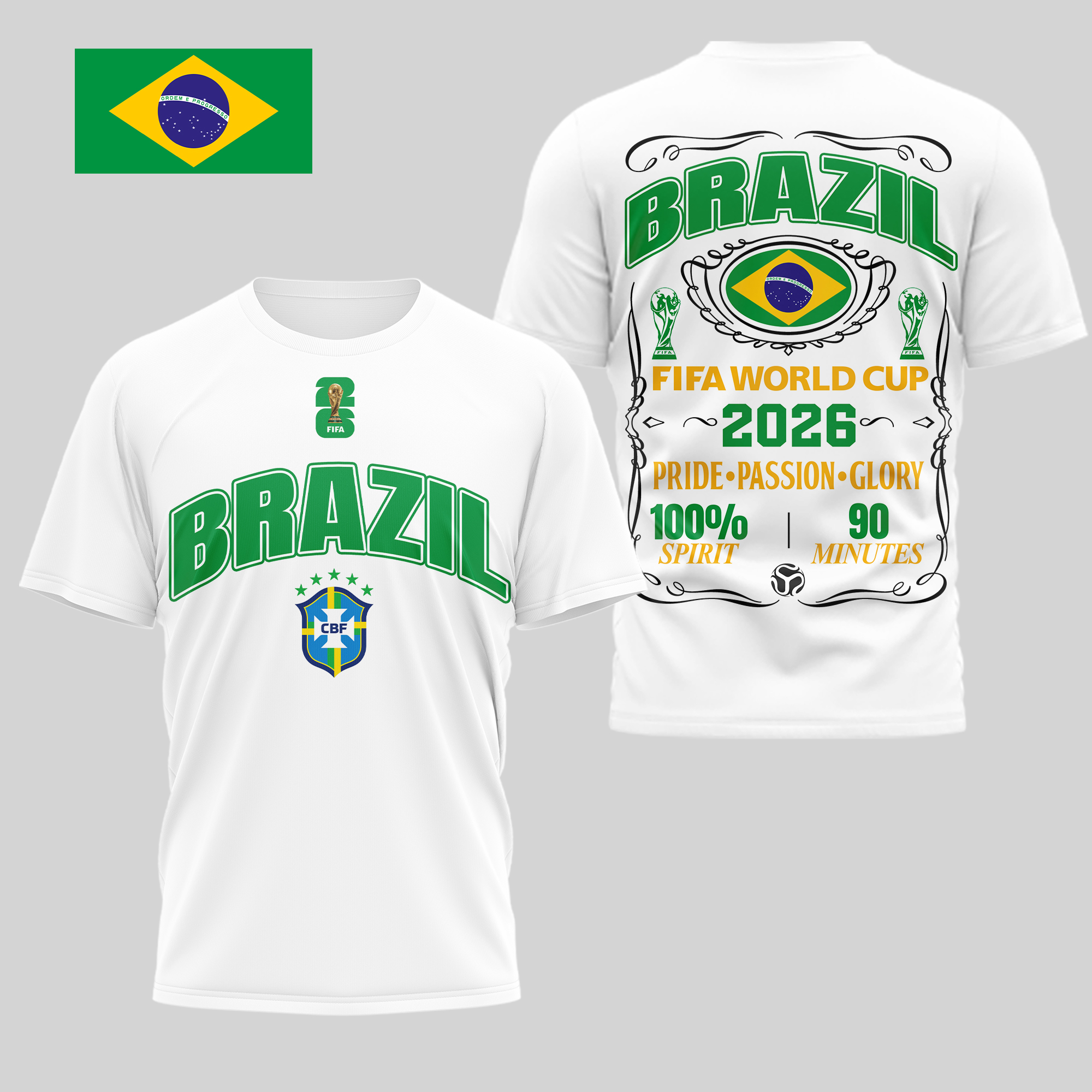 Brazil | Premium World Cup 2026 Pride Passion Glory 3D Shirt TTH210505 - Image 2