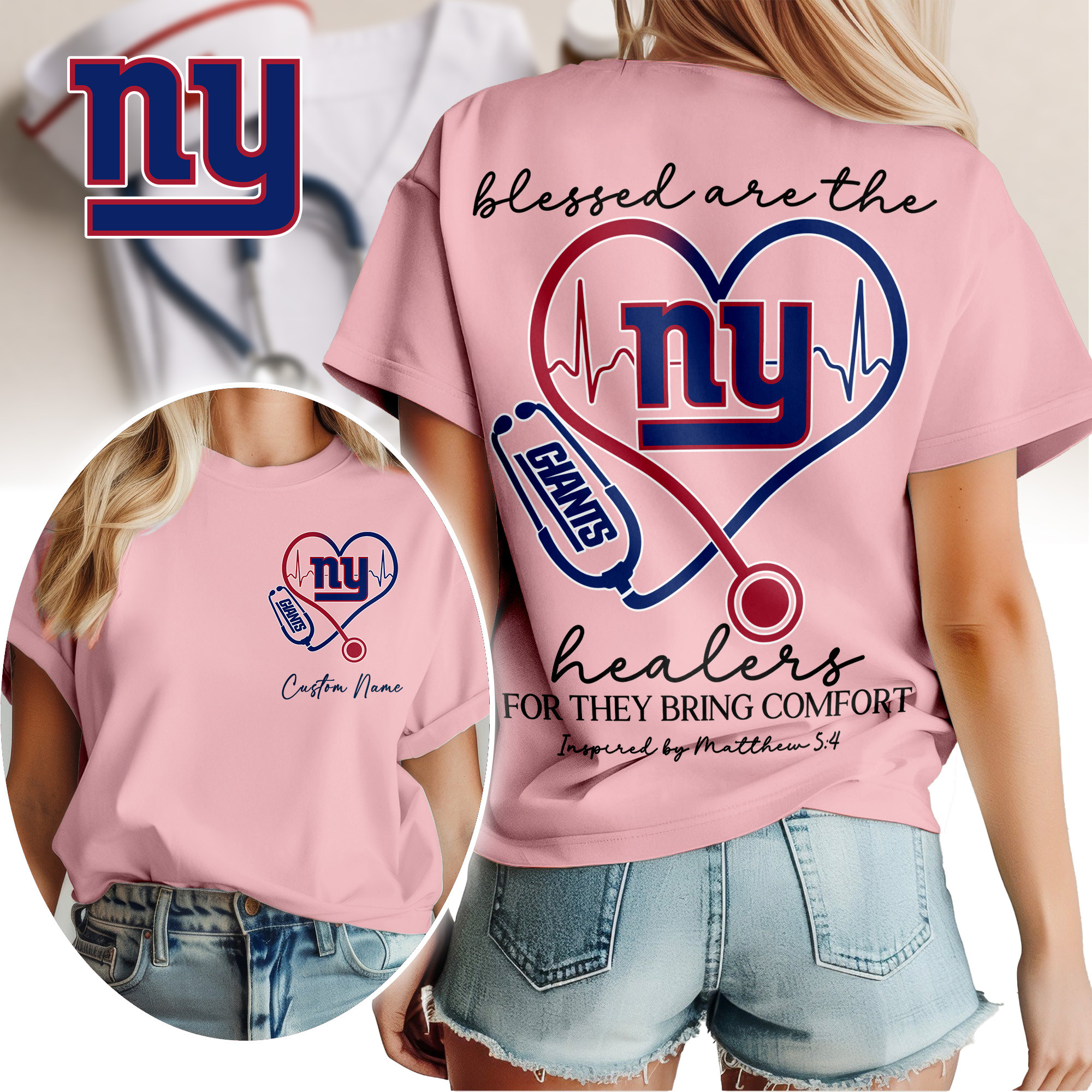 New York Giants | Premium NFL Heart of A Nurse Game Day 3D Shirt TTH200581 - Image 2