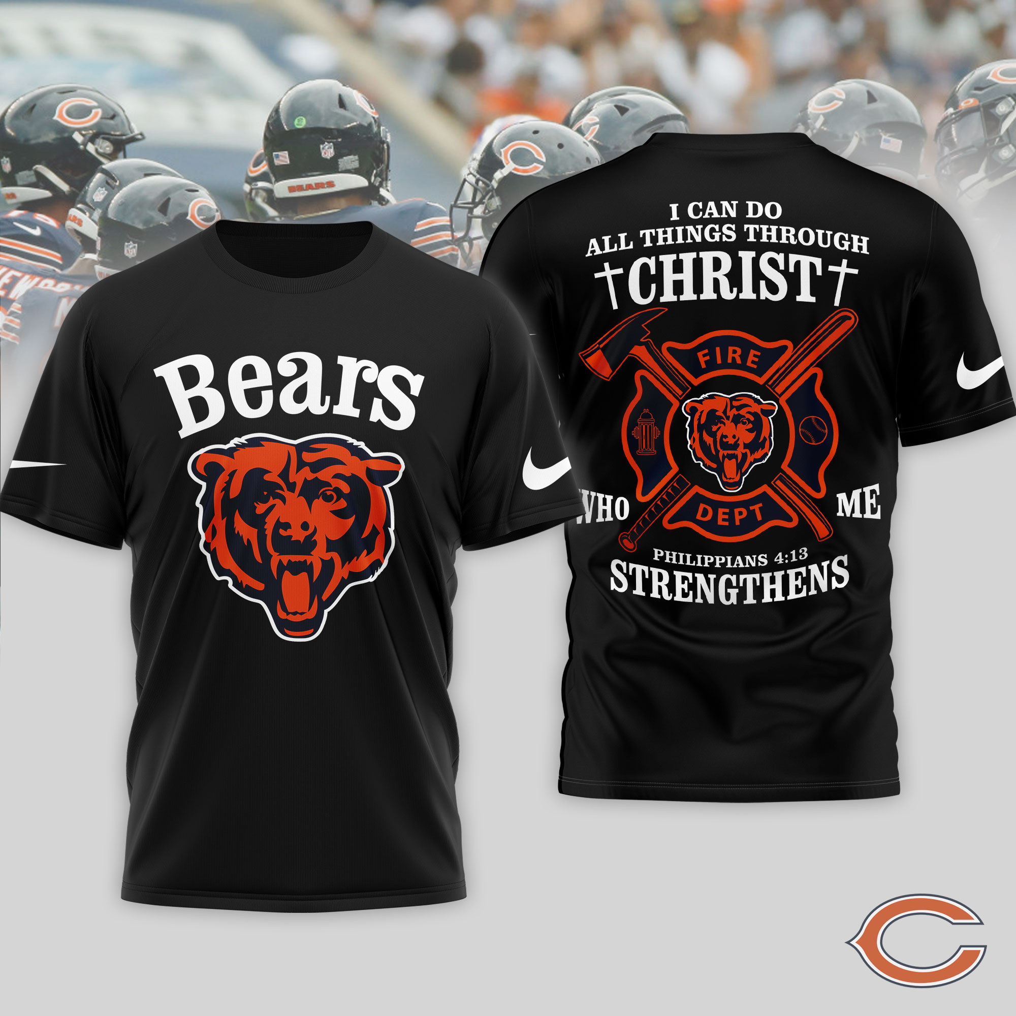 Chicago Bears x Premium NFL Faith & Gridiron 3D T-Shirt – Limited Edition TTH200521