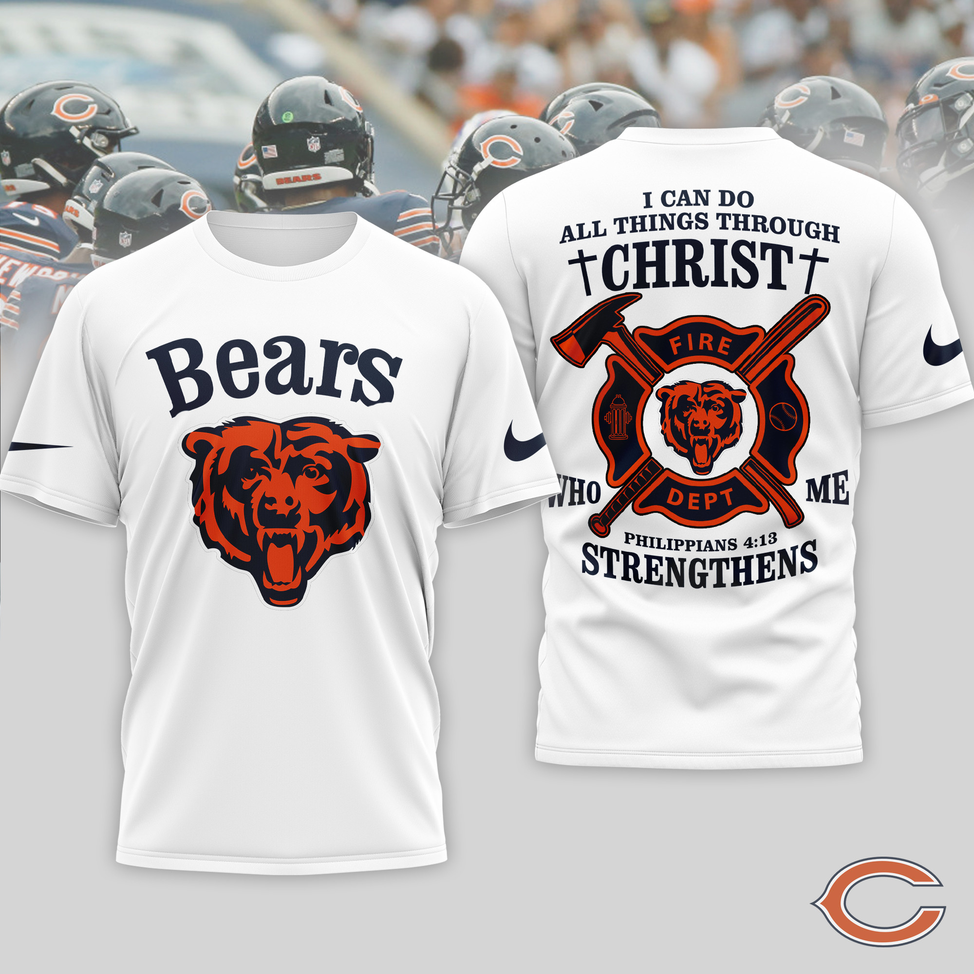 Chicago Bears x Premium NFL Faith & Gridiron 3D T-Shirt – Limited Edition TTH200521 - Image 2