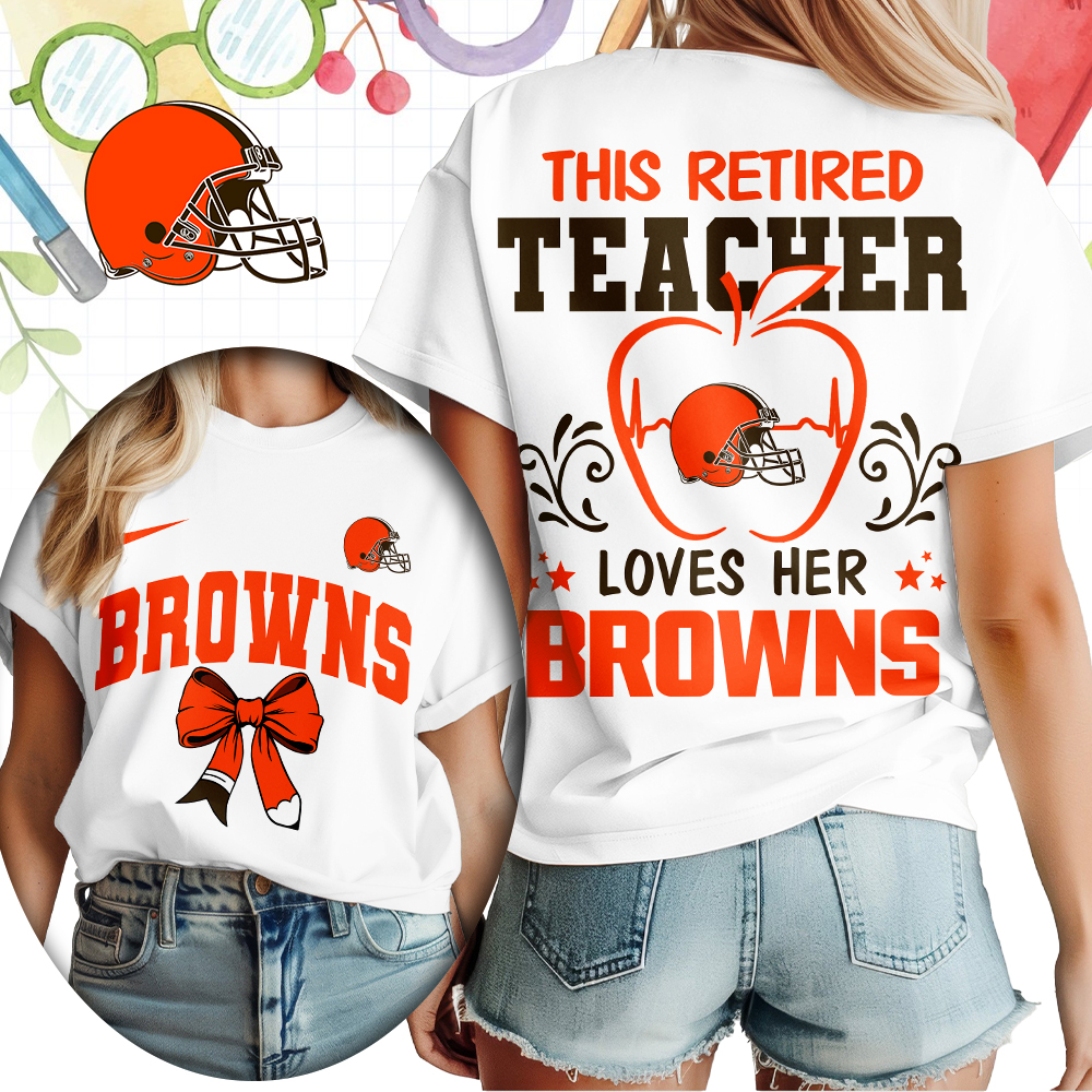 Cleveland Browns x Premium NFL Retired Teacher Women T-Shirt – Limited Edition TTH200523 - Image 2