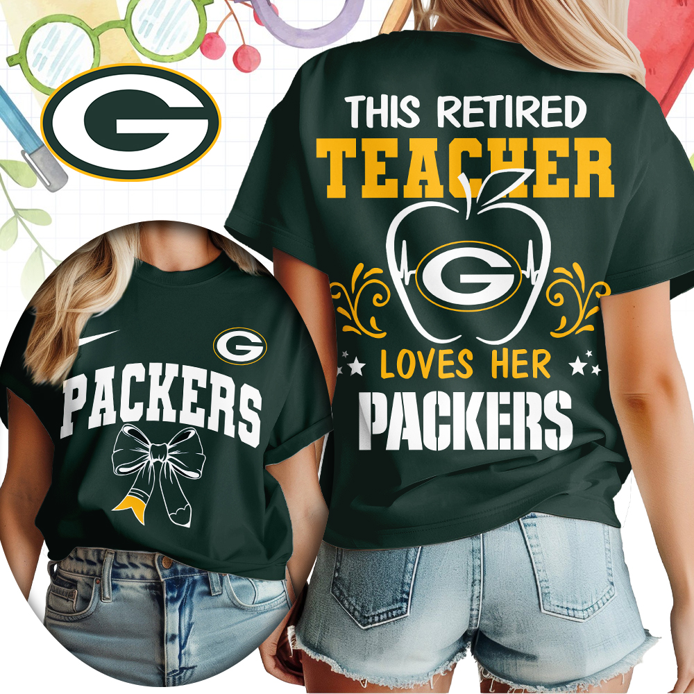 Green Bay Packers x Premium NFL Retired Teacher Women T-Shirt – Limited Edition TTH200523 - Image 3
