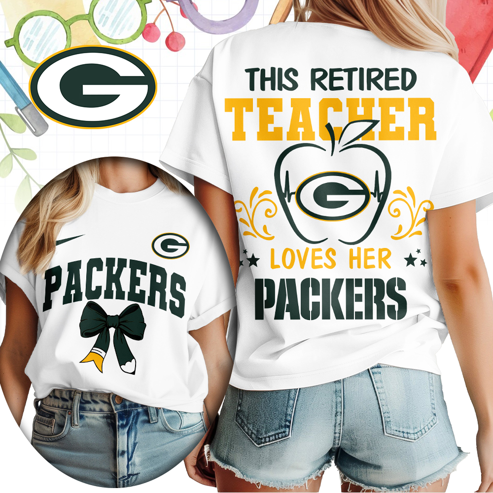 Green Bay Packers x Premium NFL Retired Teacher Women T-Shirt – Limited Edition TTH200523 - Image 2