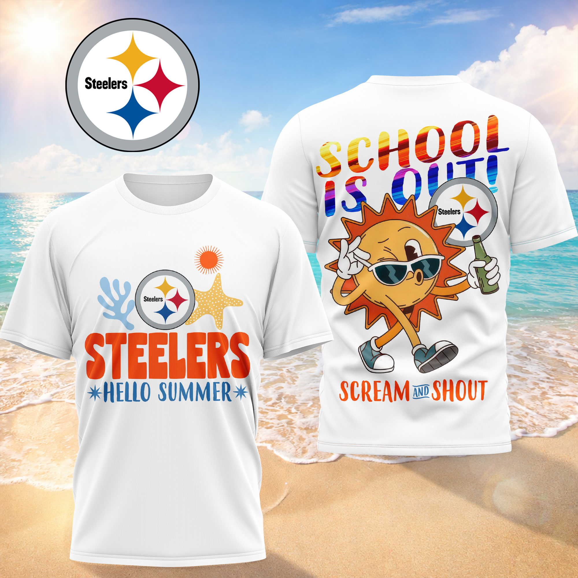 Pittsburgh Steelers | Premium NFL Hello Summer 3D T-Shirt TTH200595 - Image 2