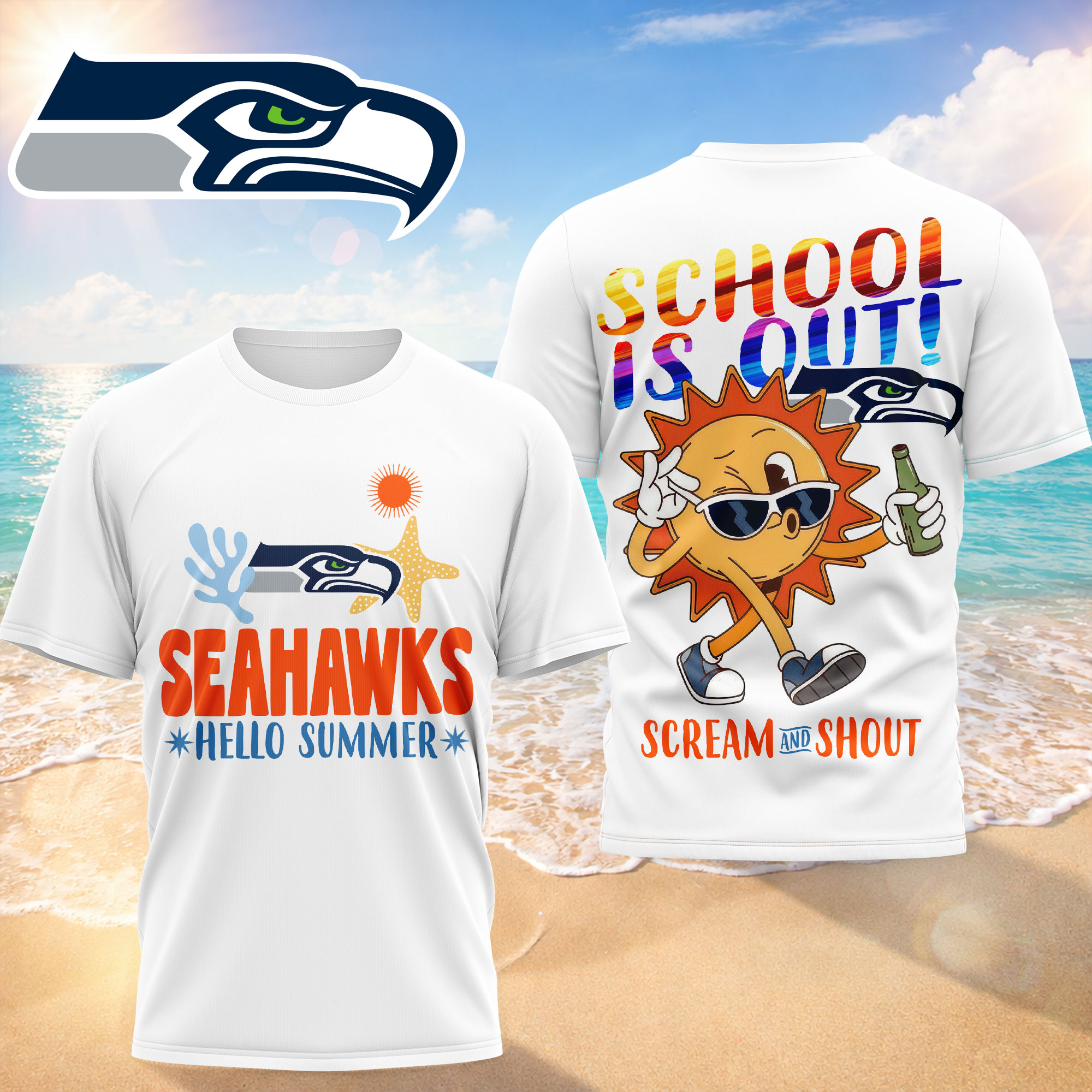 Seattle Seahawks | Premium NFL Hello Summer 3D T-Shirt TTH200595 - Image 2