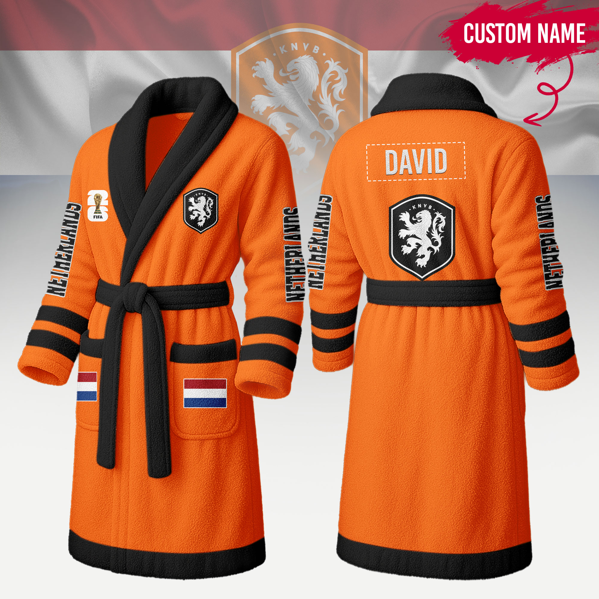 Netherlands | Premium World Cup 2026 Fleece Bathrobe TTH200558 - Image 2