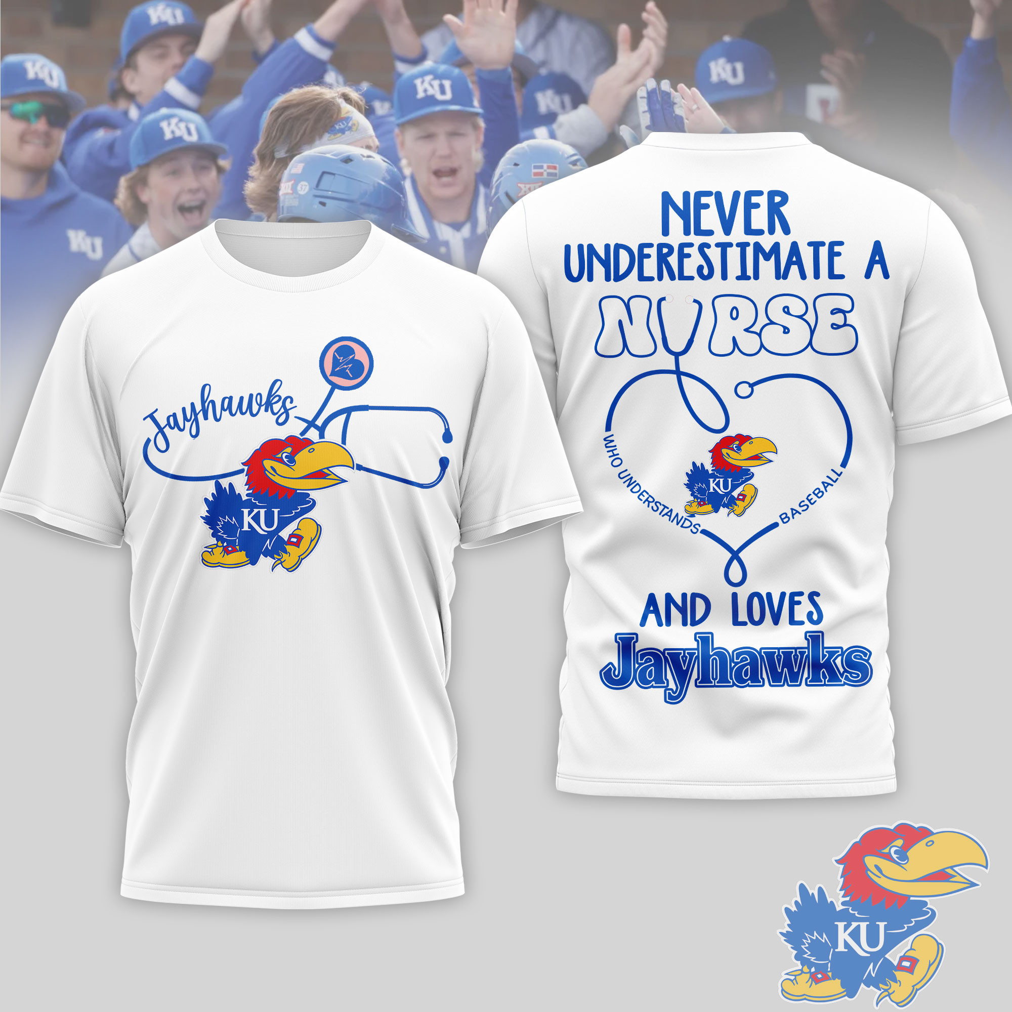 Kansas Jayhawks | Premium NCAA Game Day Nurse 3D T-Shirt TTH200556 - Image 2