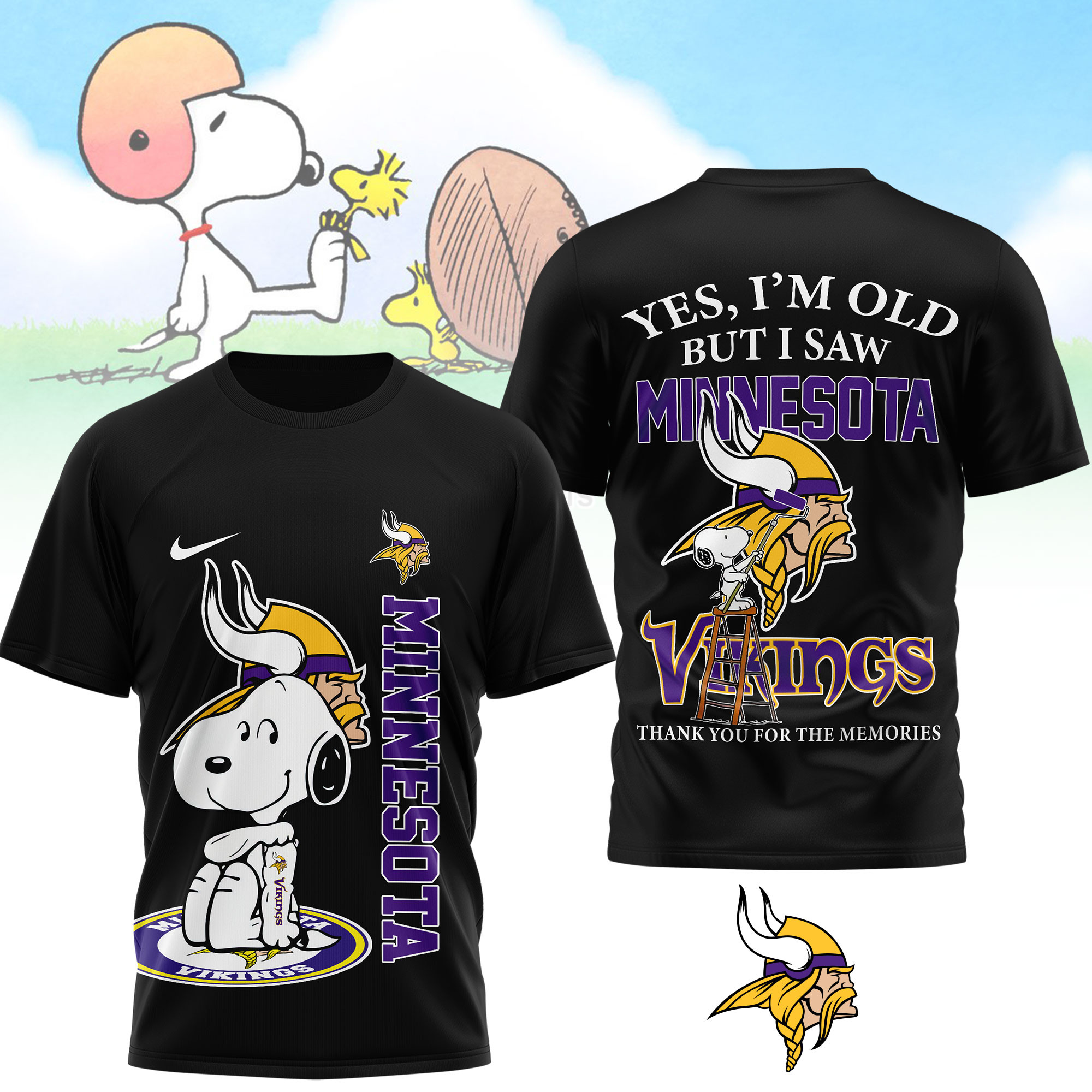 Minnesota Vikings | Premium NFL Snoopy Graphic 3D T-Shirt TTH200590 - Image 2
