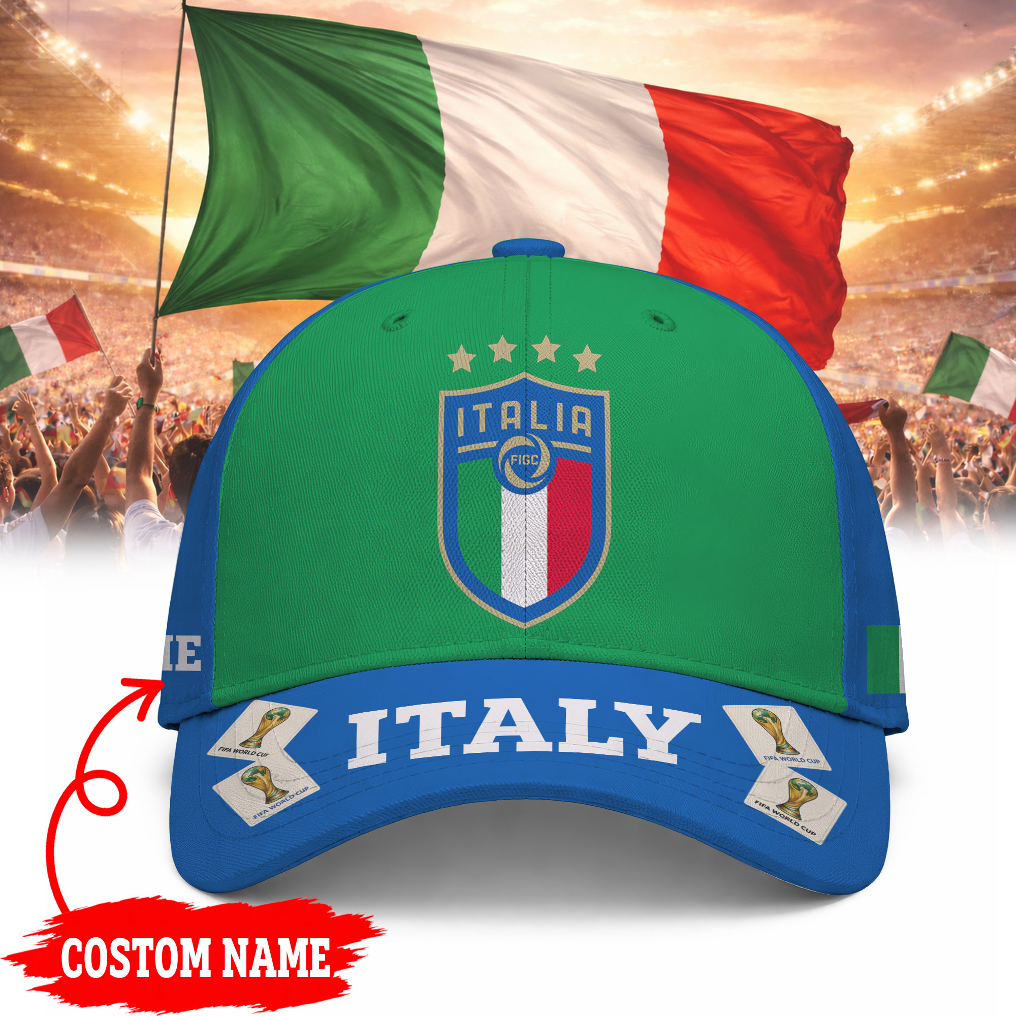 Italy | Premium World Cup 2026 Crown Of Football Classic Cap TTH200576 - Image 2